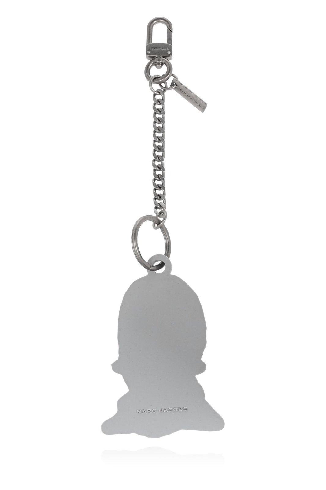 Marc Jacobs Silver & Gray 'the Marc Bag Charm' Keychain In Black