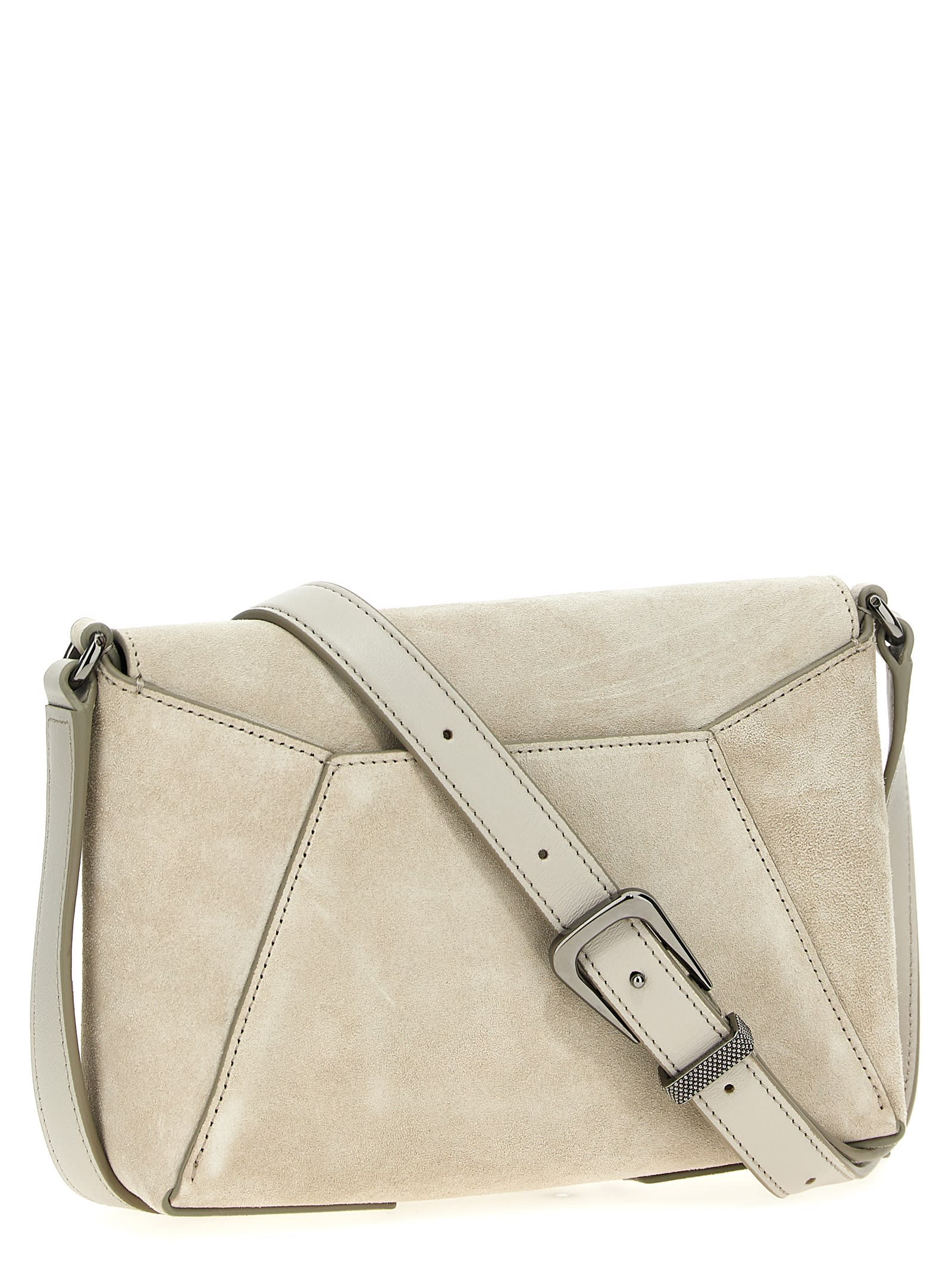 Shop Brunello Cucinelli Envelope Crossbody Bag In Gray