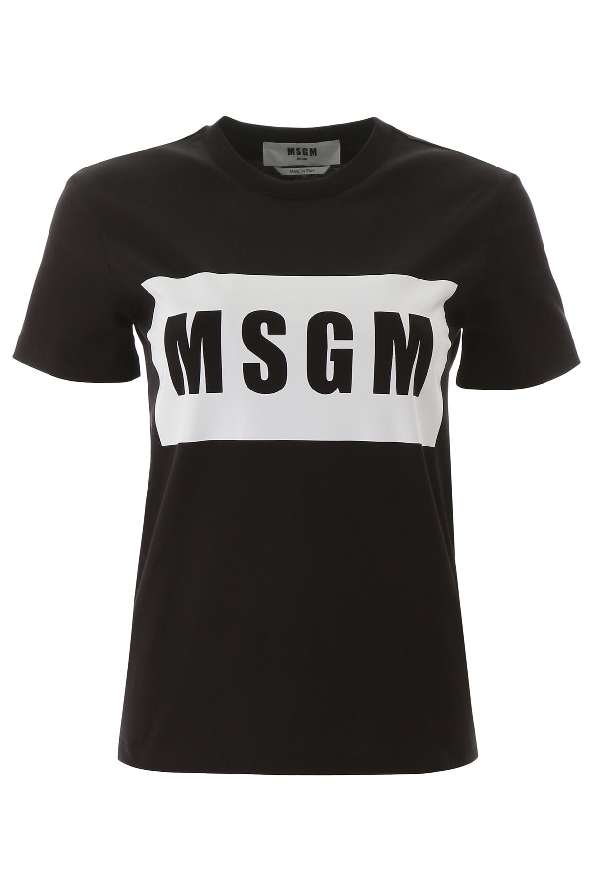 Msgm Box Logo T-shirt In Black In Black