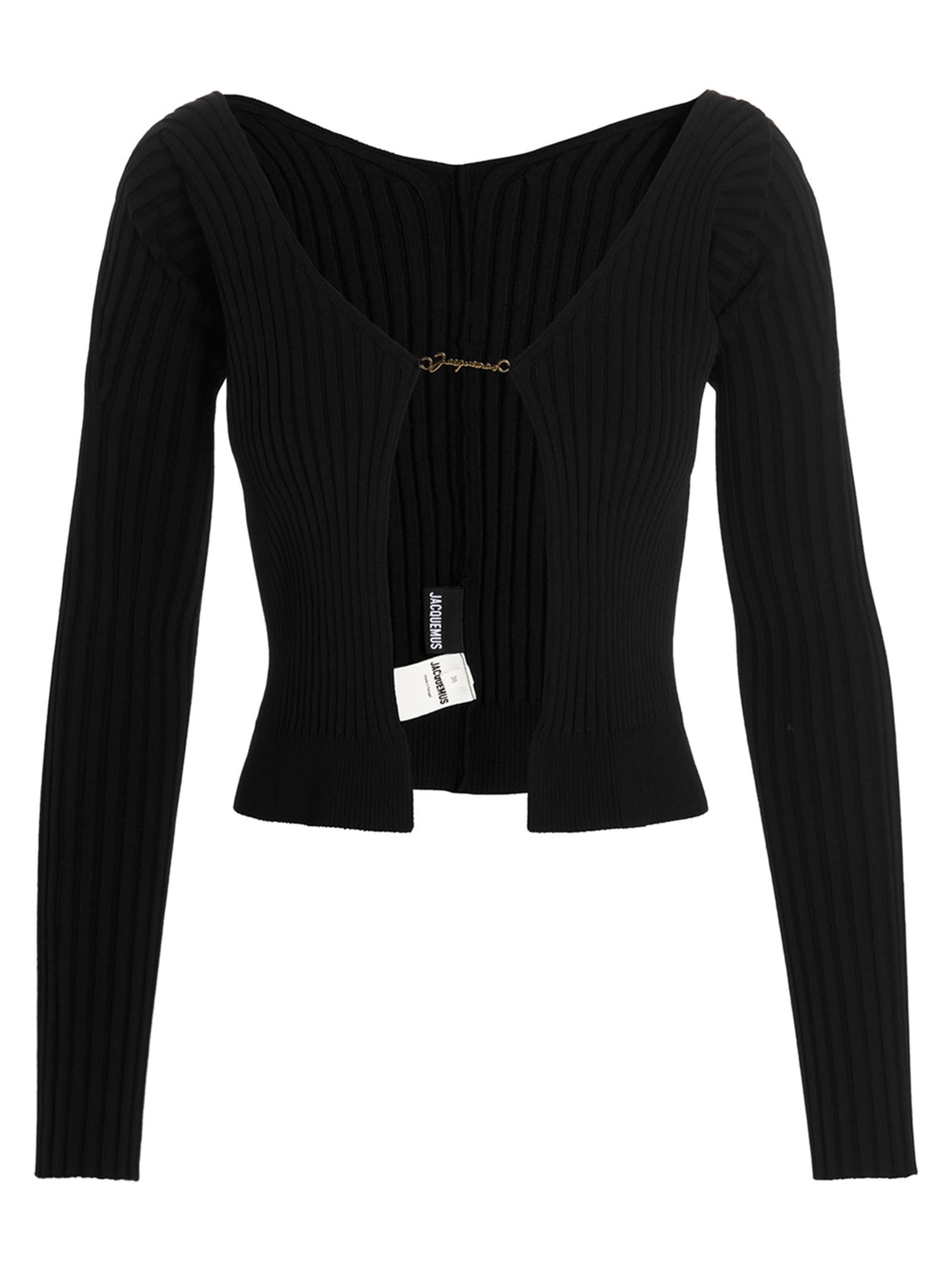 Shop Jacquemus Le Maille Pralu Longue Cardigan In Black