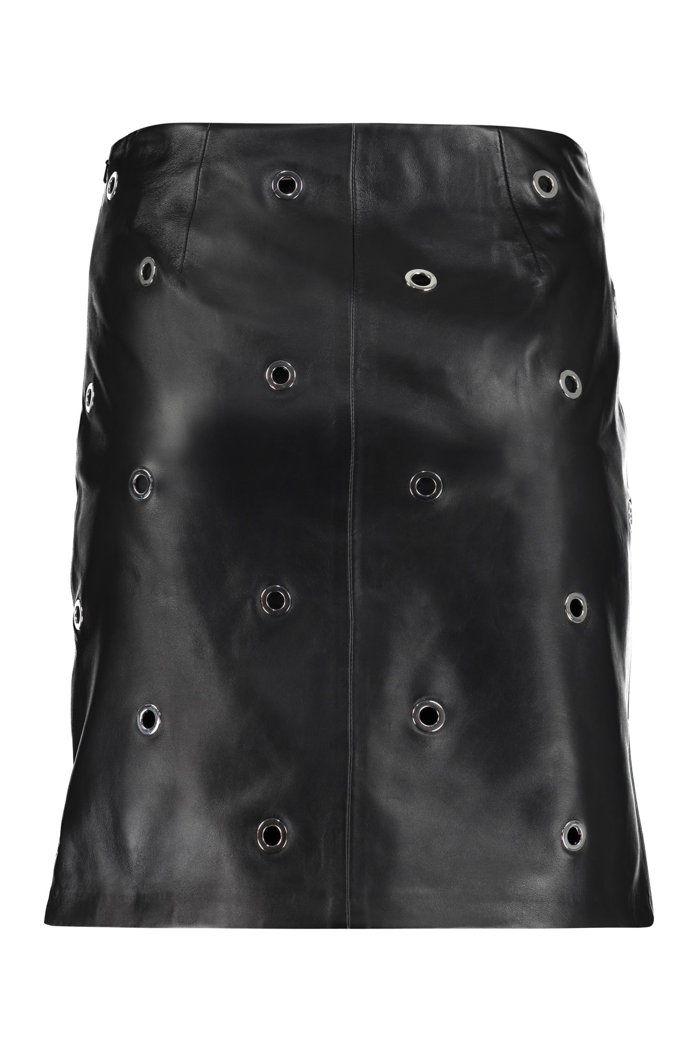 Shop Max Mara Sportmax - Flyth Leather Mini Skirt In Black