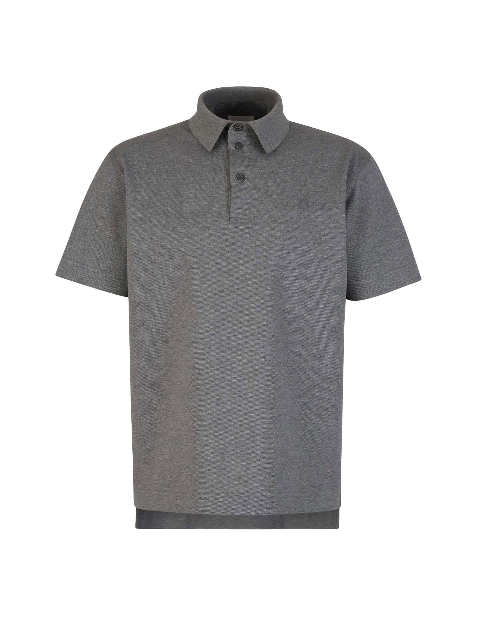 Givenchy Short-sleeved Cotton Polo Shirt In Light Grey Melange