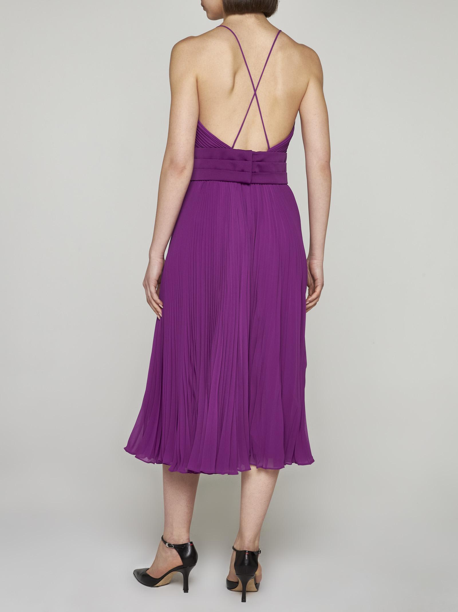 Max Mara Clarino Pleated Fabric Midi Dress In Viola
