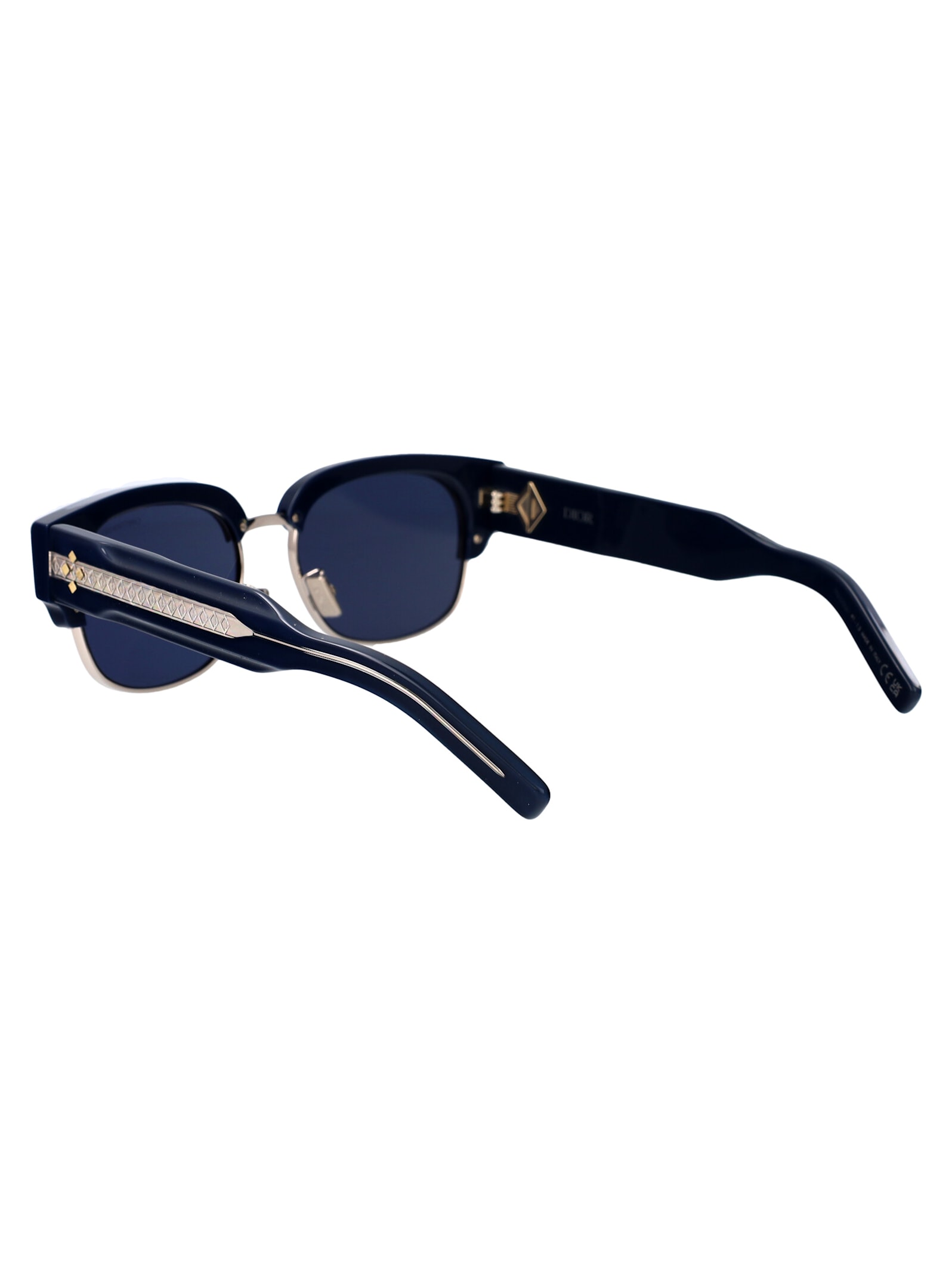 Shop Dior Cd Diamond C1u Sunglasses In 30b0 Shiny Blue / Blue