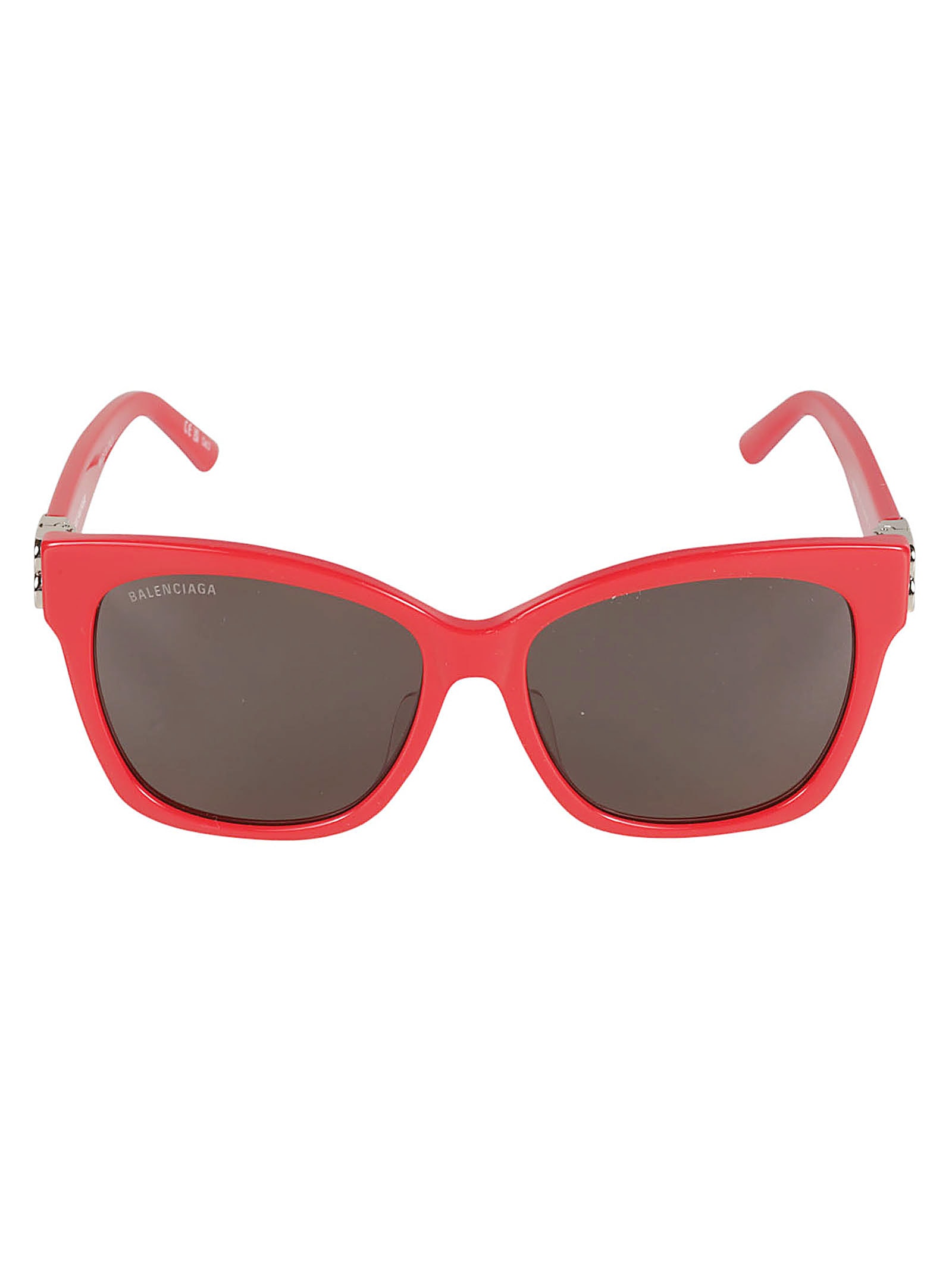 Balenciaga Round Frame Bb Hinge Sunglasses In Red/silver/grey