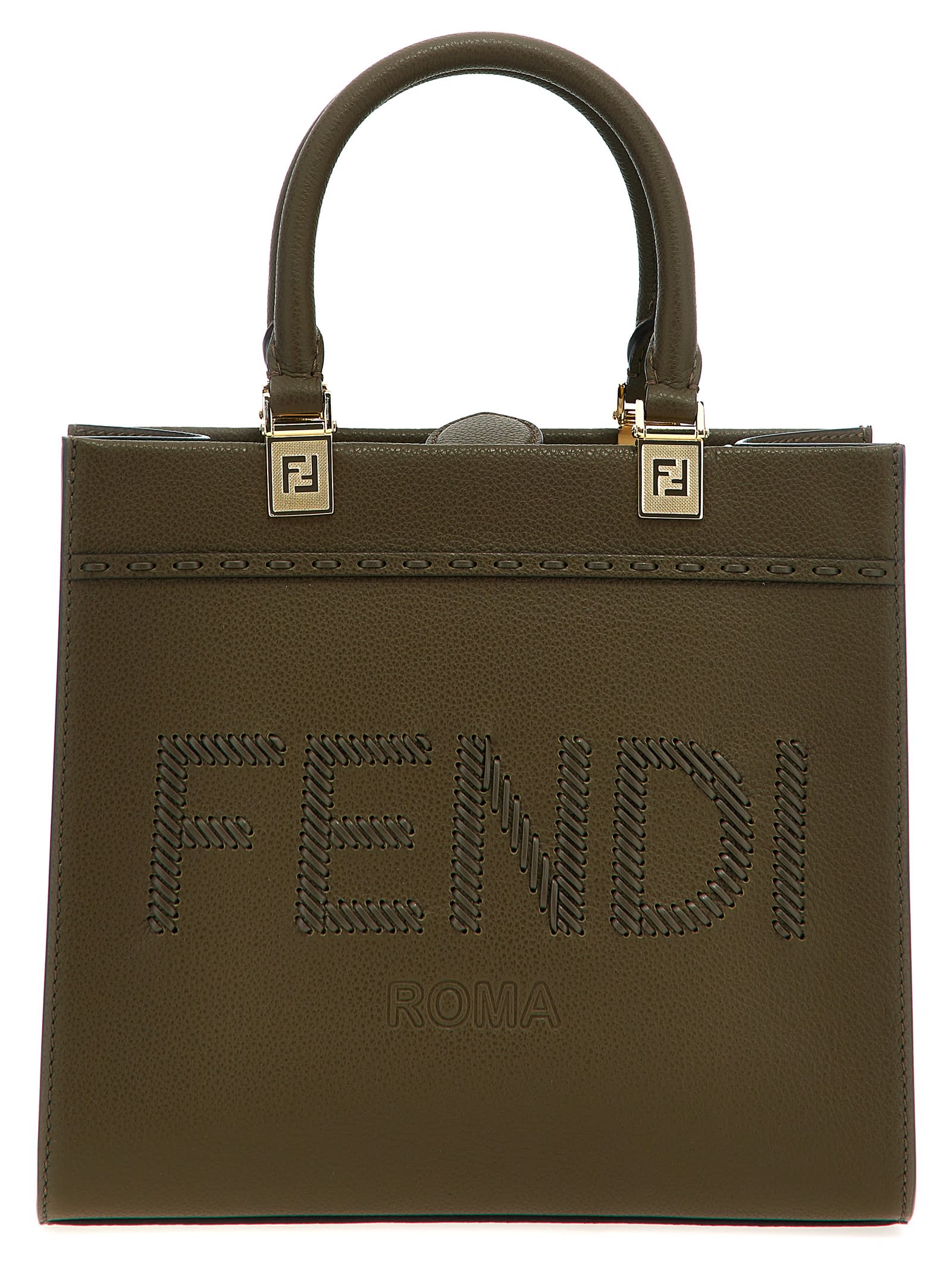 Shop Fendi Sunshine Small Handbag In Green