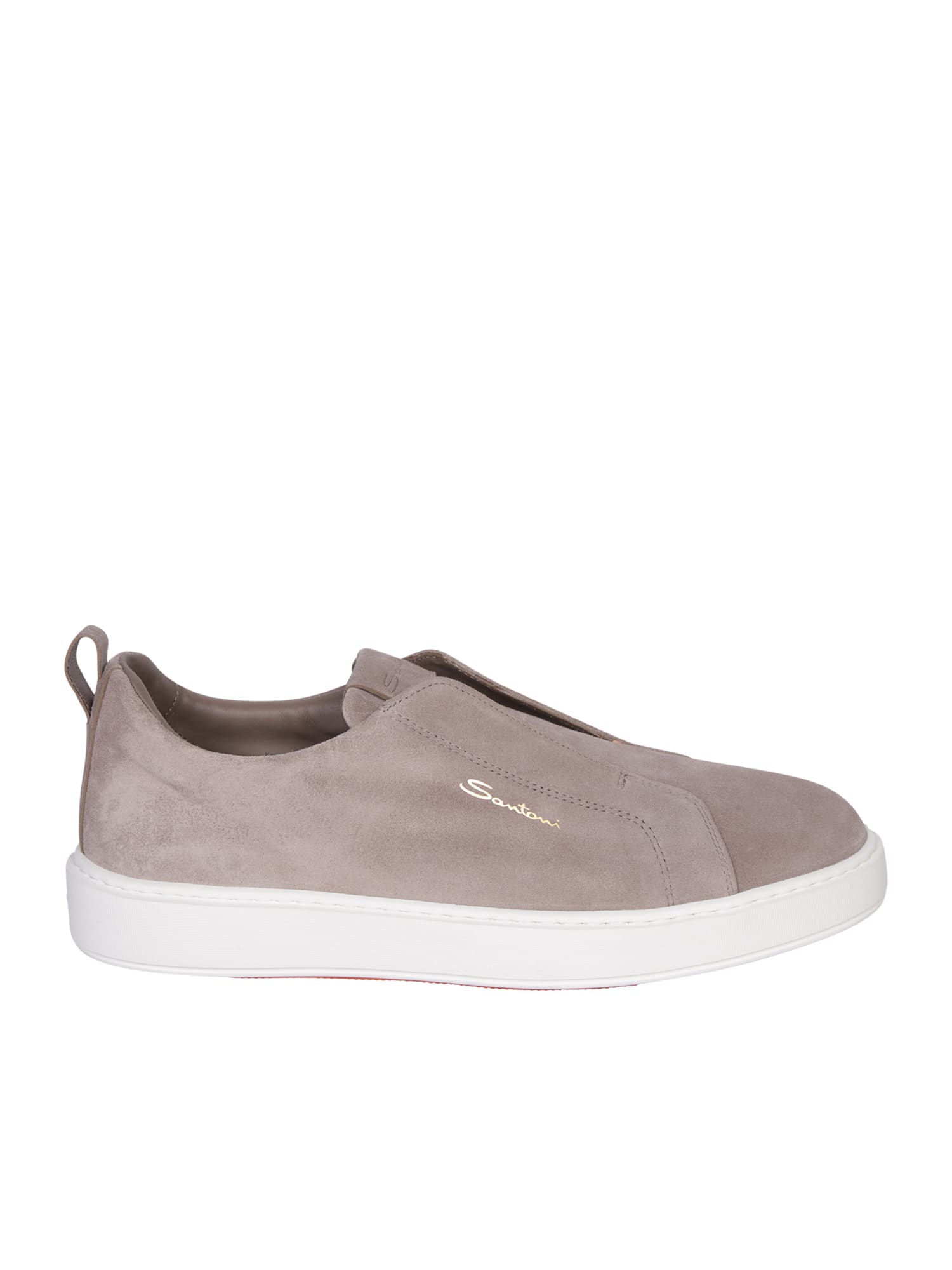 Shop Santoni Victor Slip On Suede Sneakers In Grey