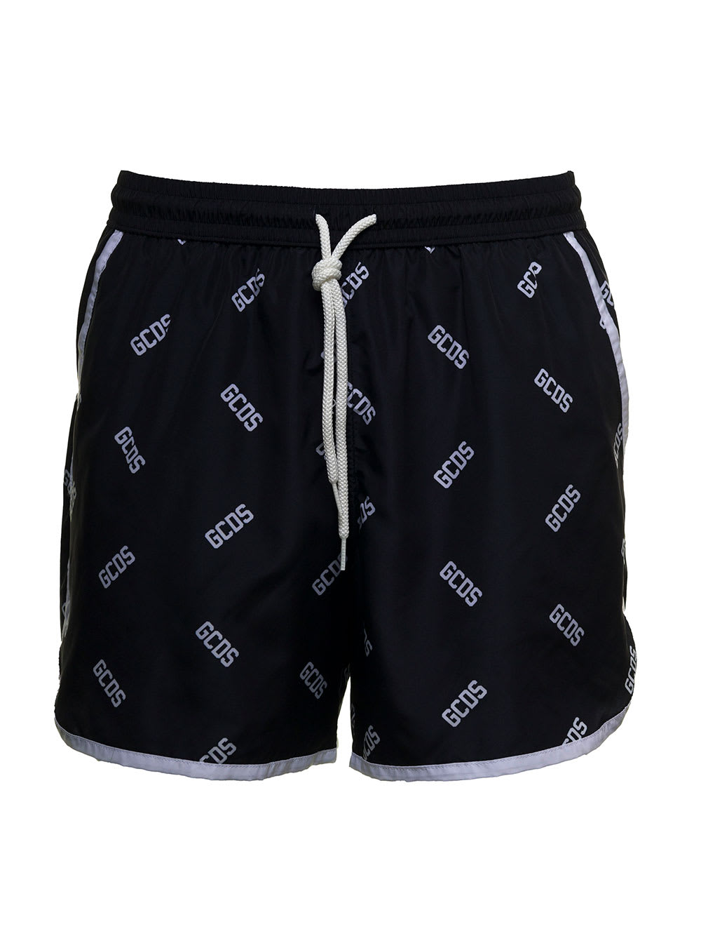 GCDS Beach Shorts With Allover Logo Print