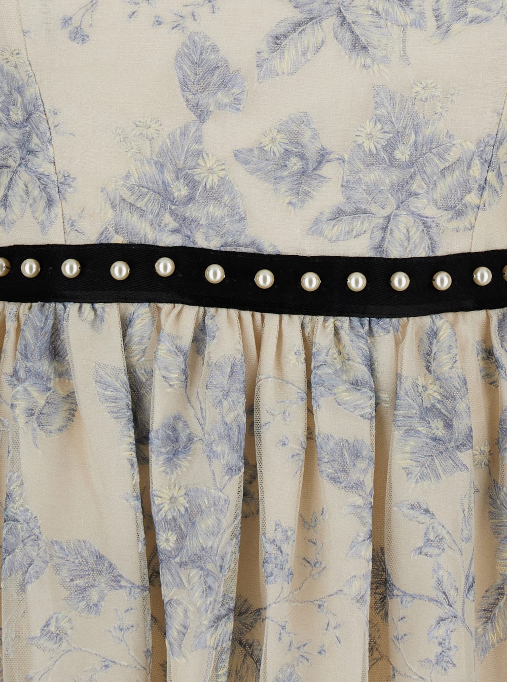 Agua By Agua Bendita Alheli Blue Long Dress With Bardot Neckline And All-over Printed Floral Motif In Linen Woman In Blu