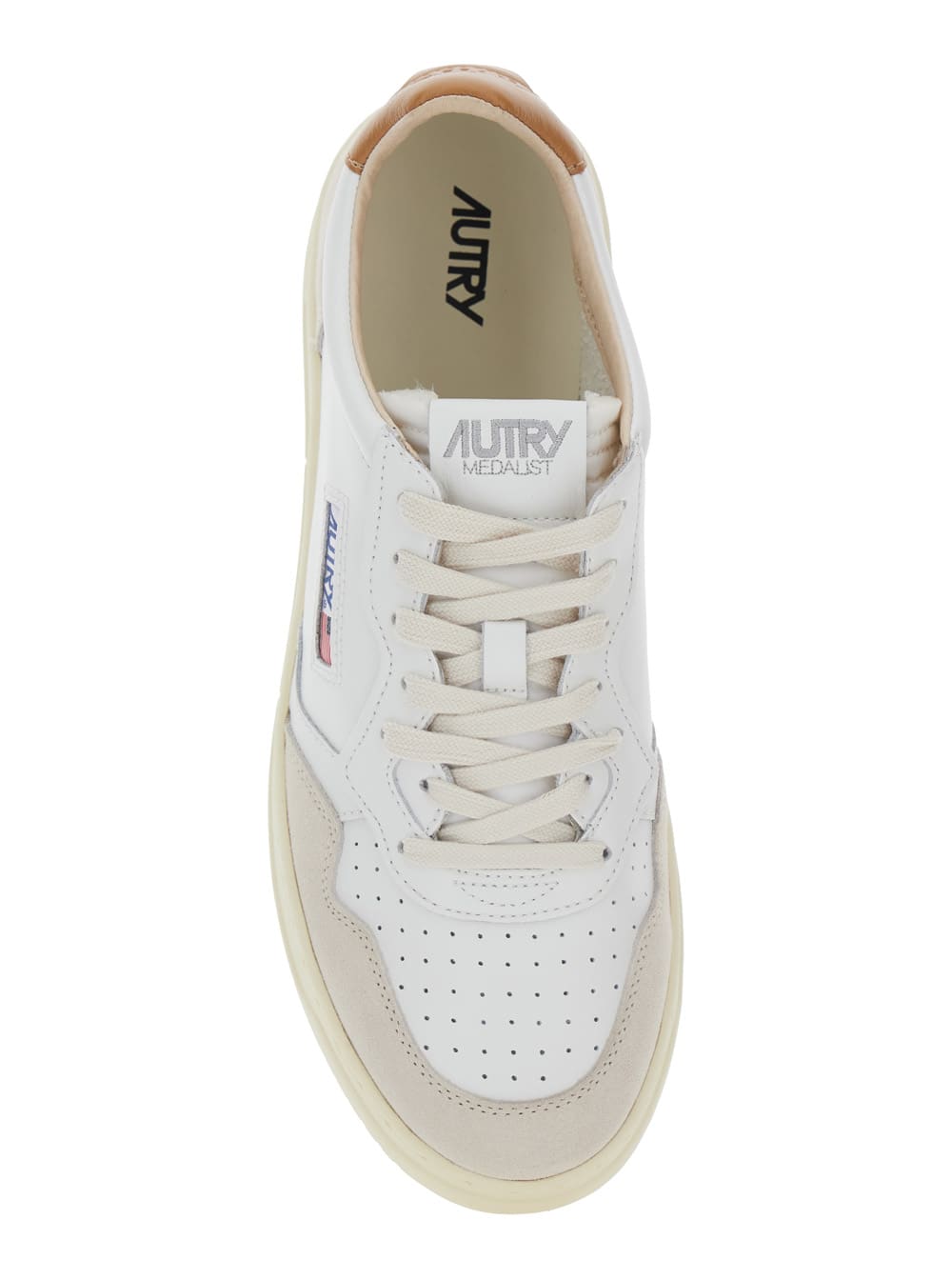 Autry Leather Suede-panelled Sneakers In White