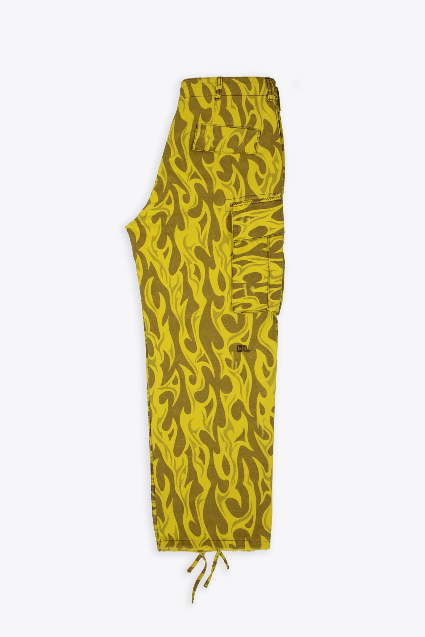 Shop Erl Unisex Printed Cargo Pants Woven Yellow Canvas Printed Cargo Pant - Unisex Printed Cargo Pants Woven In Giallo