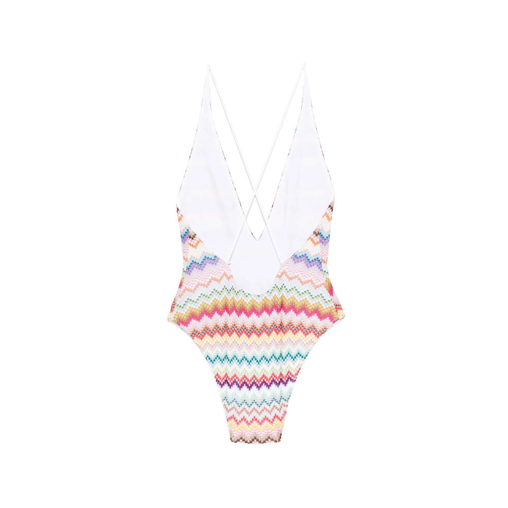 Missoni Zigzag-pattern Cross-back Swimsuit In Multi