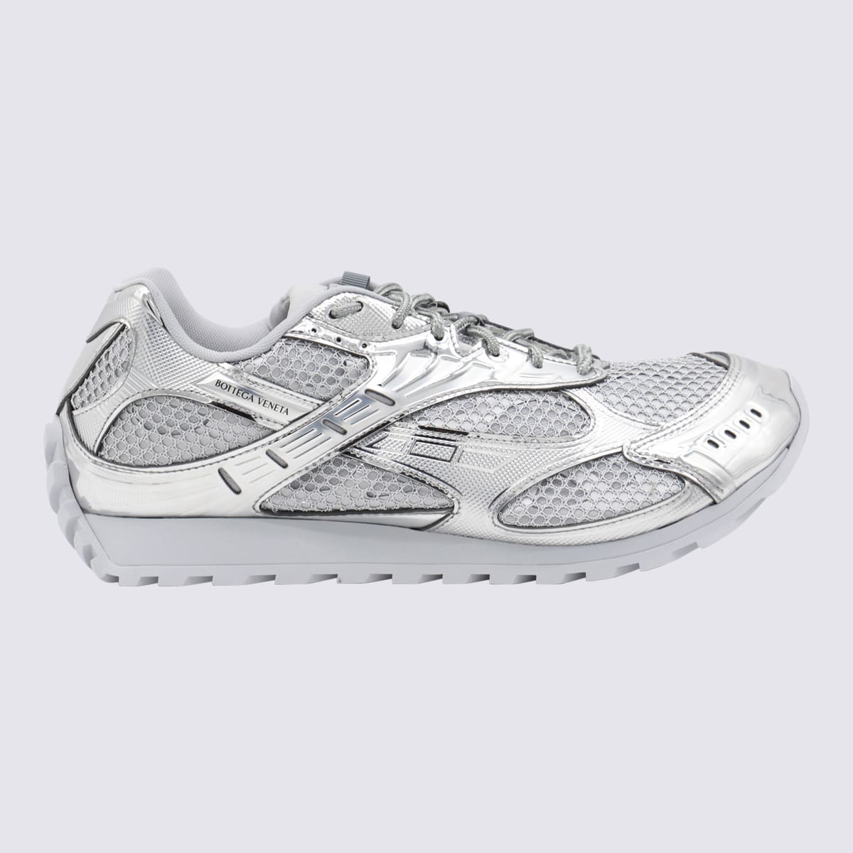 Shop Bottega Veneta Silver Orbit Sneakers