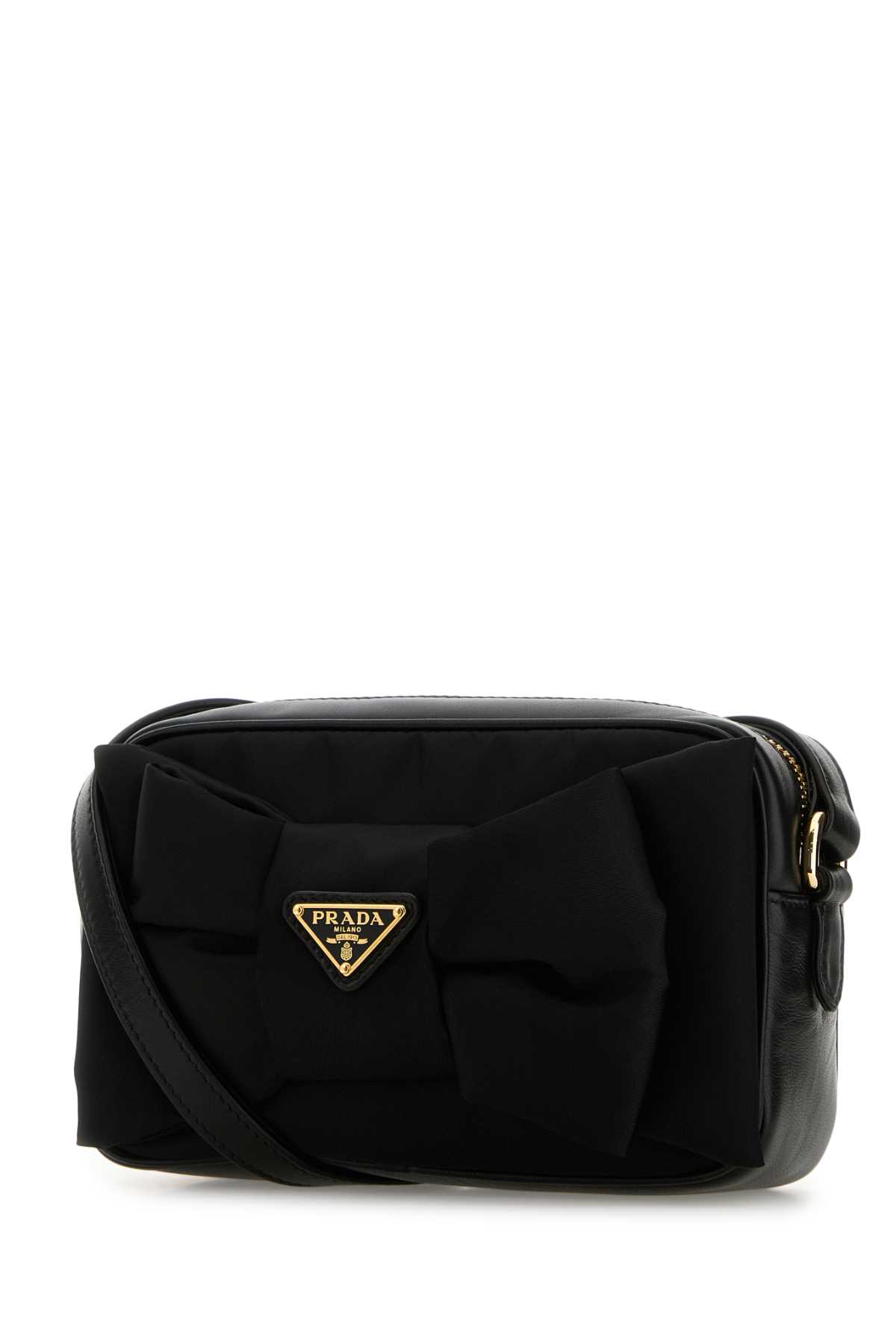 Prada Black Re-nylon And Nappa Leather Mini Crossbody Bag In Black
