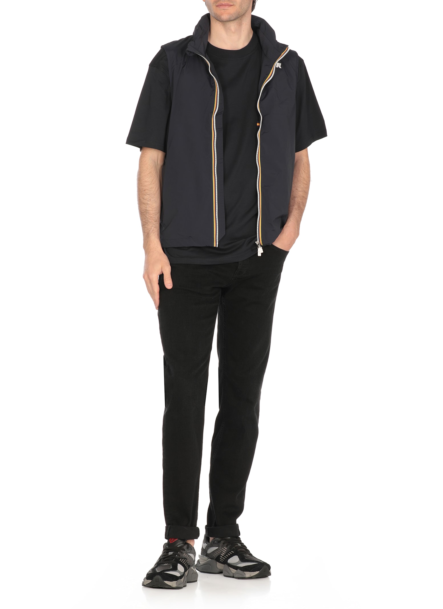 K-way Technical Fabric Jacket With Removable Hood In Black