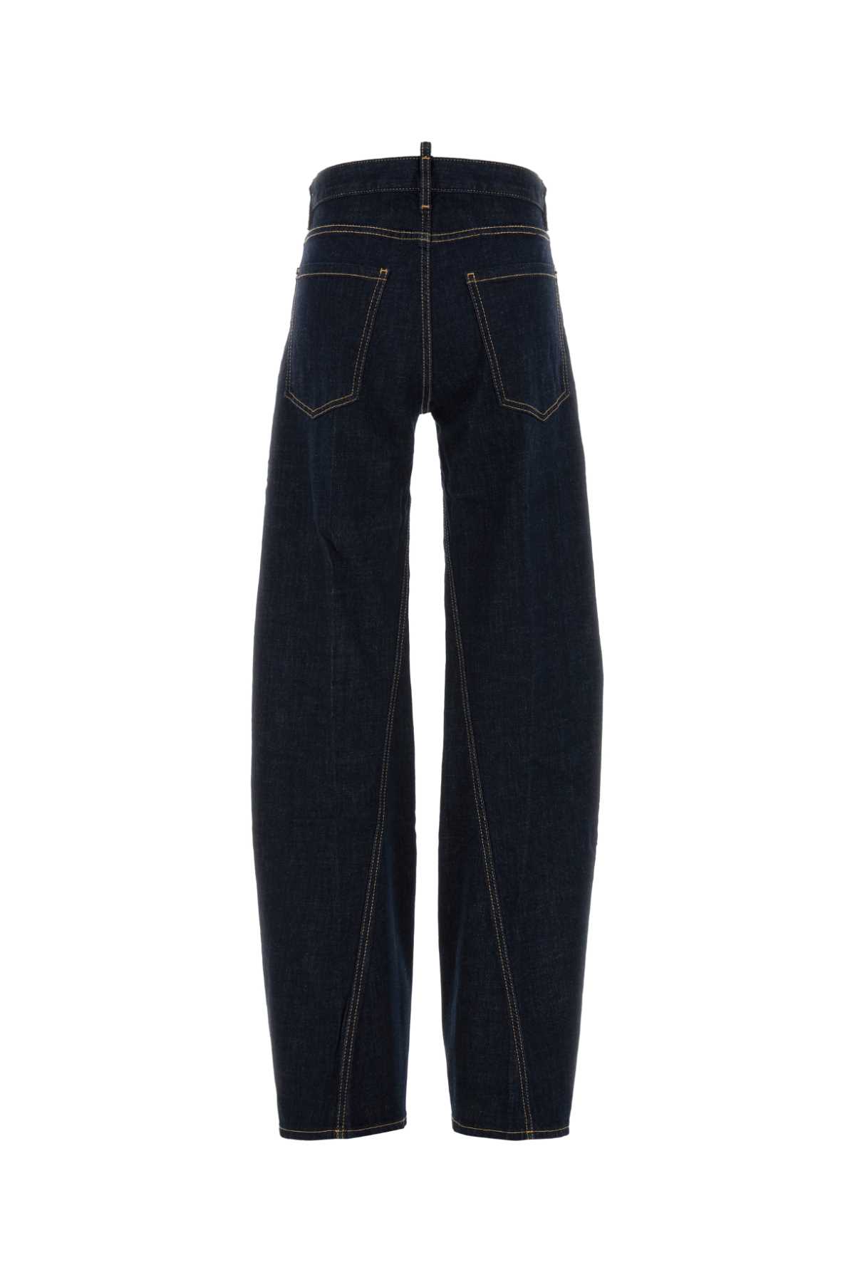 Dsquared2 Twisted Stretch Denim Trousers Pockets In Blue