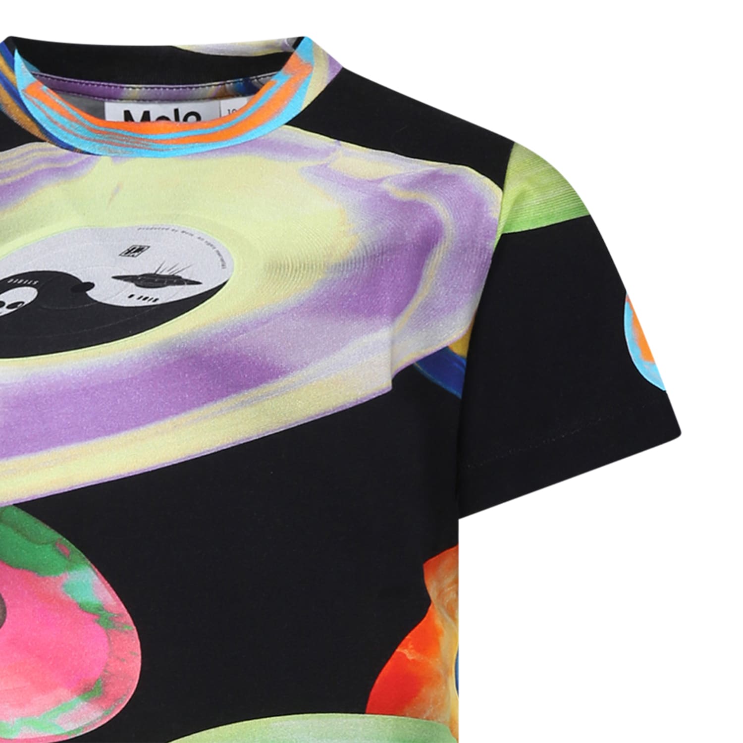 Shop Molo Black T-shirt For Boy With Disco Print