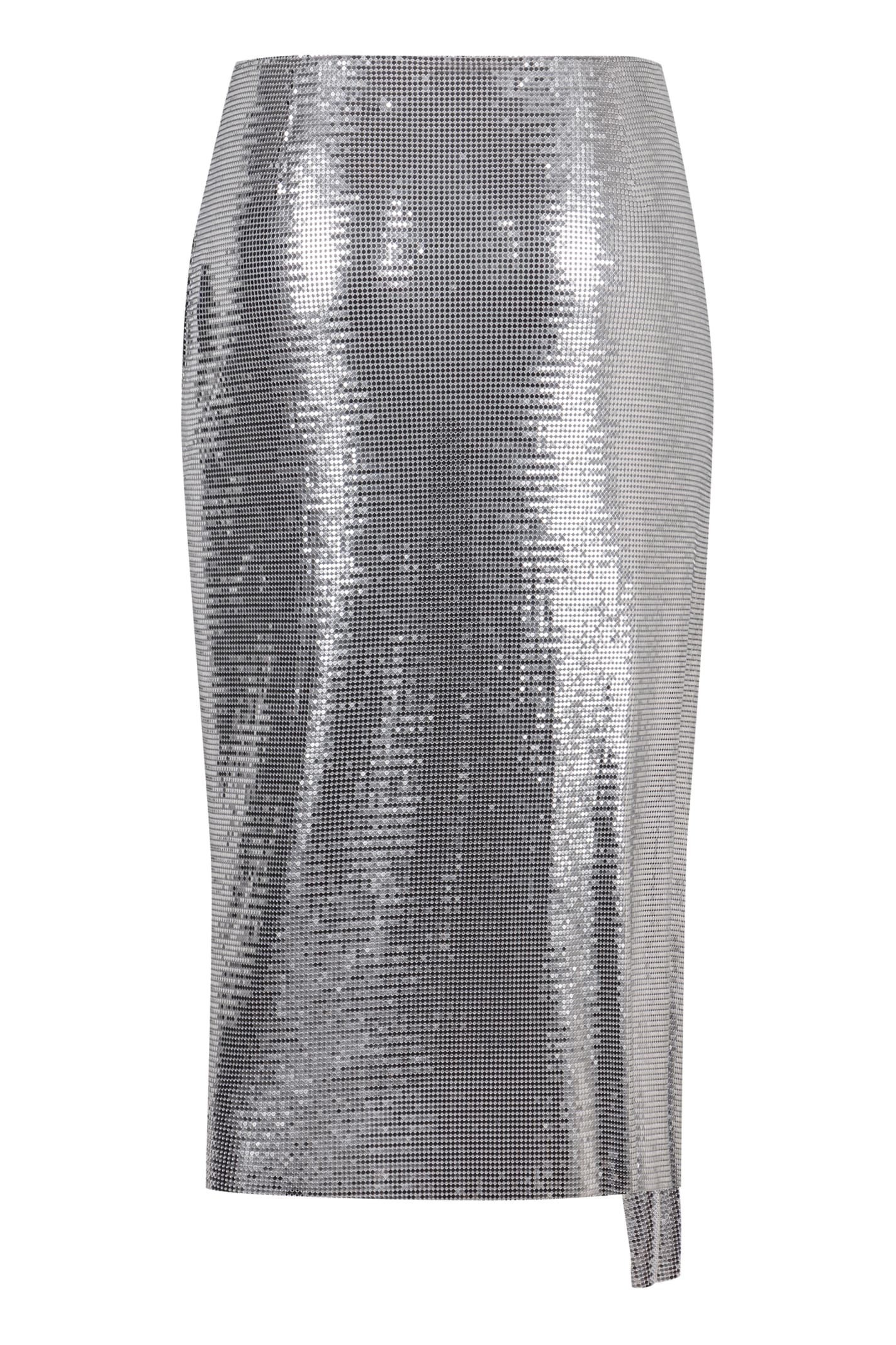 Shop Rabanne Draped Skirt In Silver