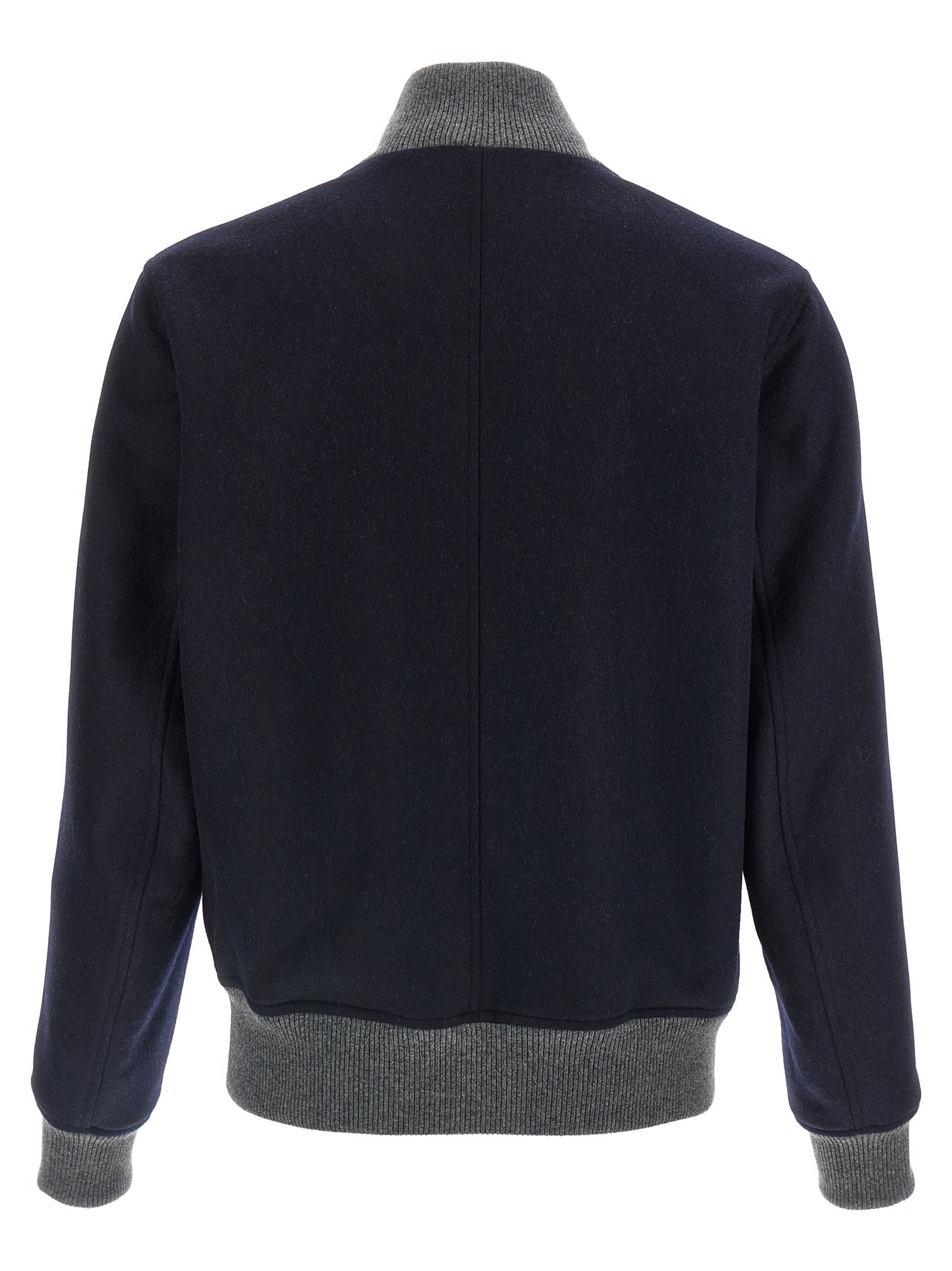 Brunello Cucinelli Wool Bomber Jacket Puffer Jackets Blue In Blue
