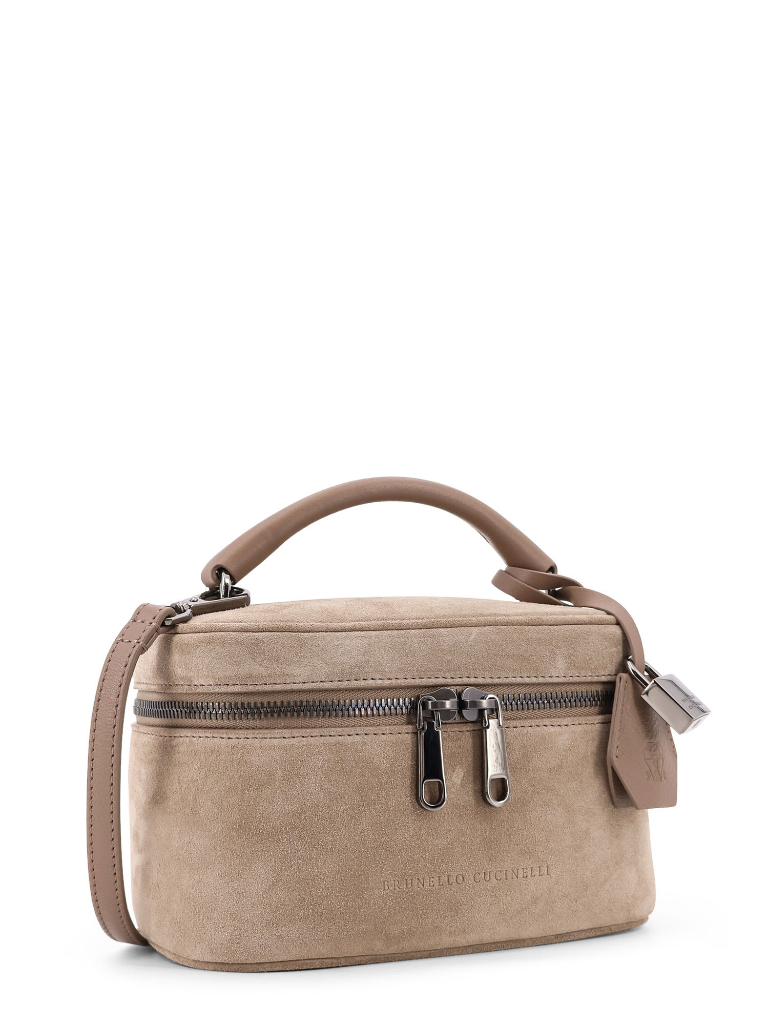 Brunello Cucinelli Suede Crossbody Bag With Leather Shoulder Strap