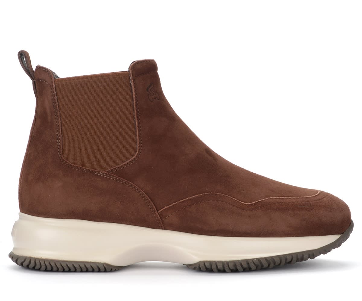 Hogan Interactive Chelsea Brown Suede Ankle Boot