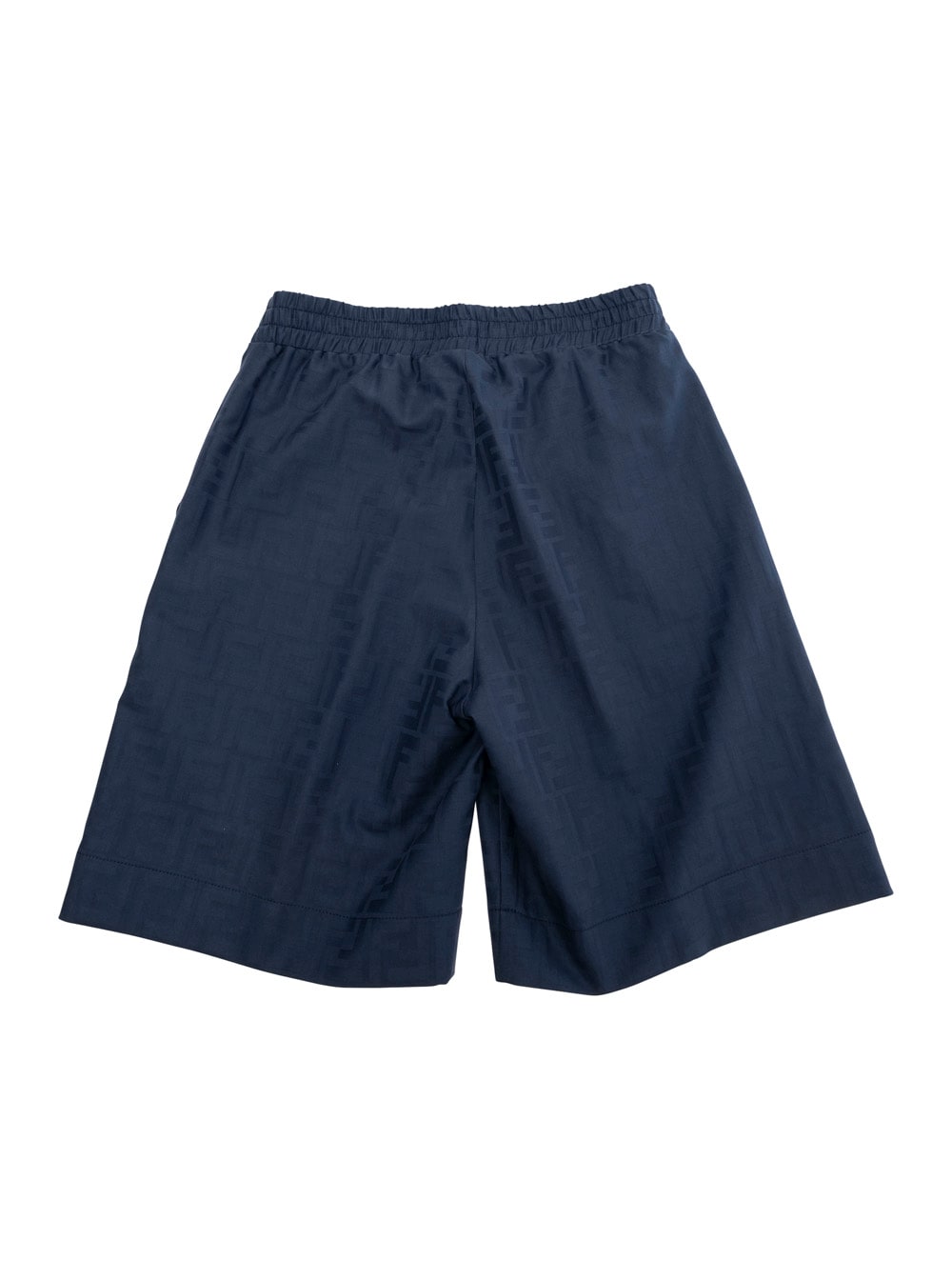 Fendi Blue Bermuda Shorts With All-over Tone-on-tone Gg Motif In Cotton Boy In Blu