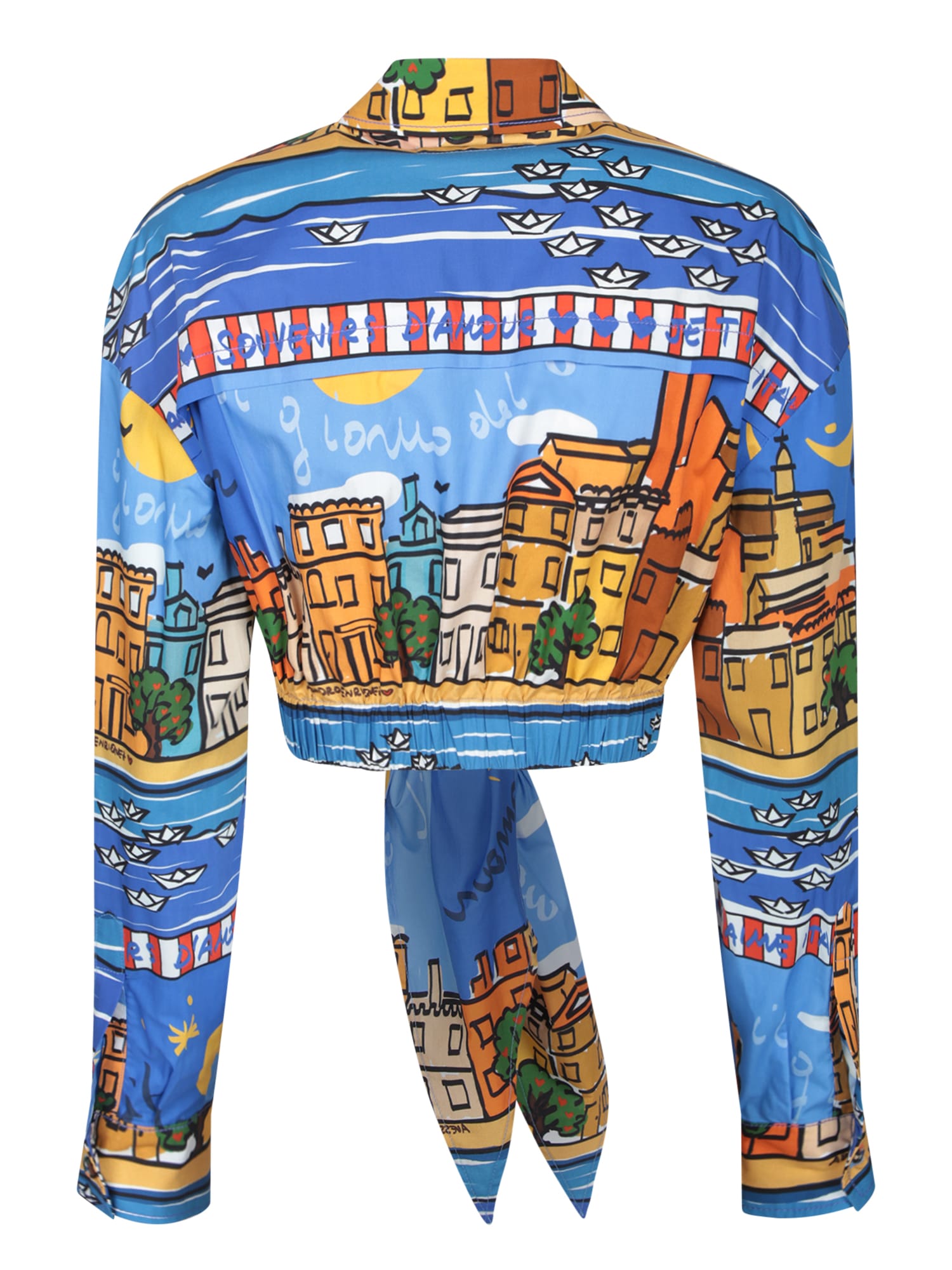 Alessandro Enriquez Cropped Multi Print Shirt With Tied Front In Multi