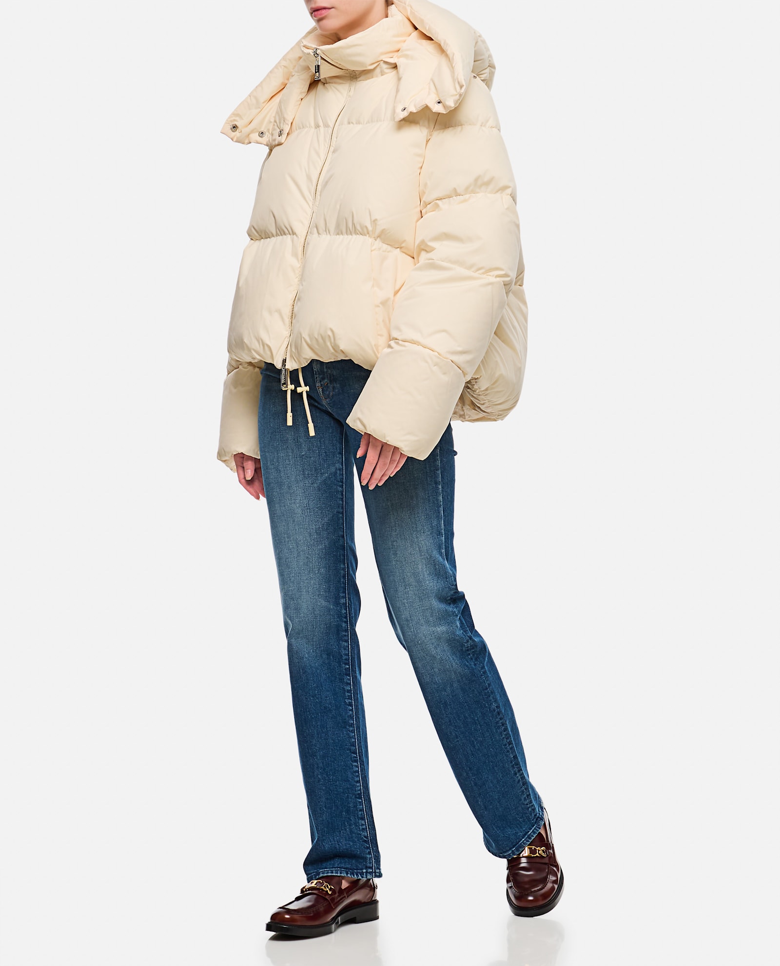 Shop Sportmax Beira Short Down Jacket In Cream