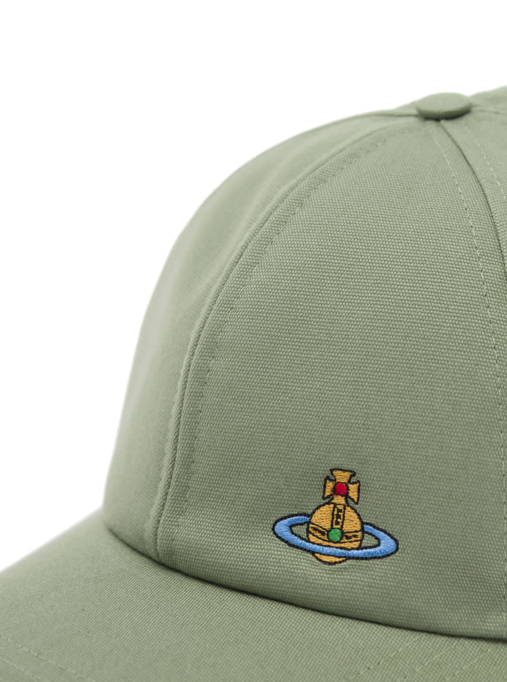 Shop Vivienne Westwood Green Baseball Cap With Orb Embroidery In Cotton Man