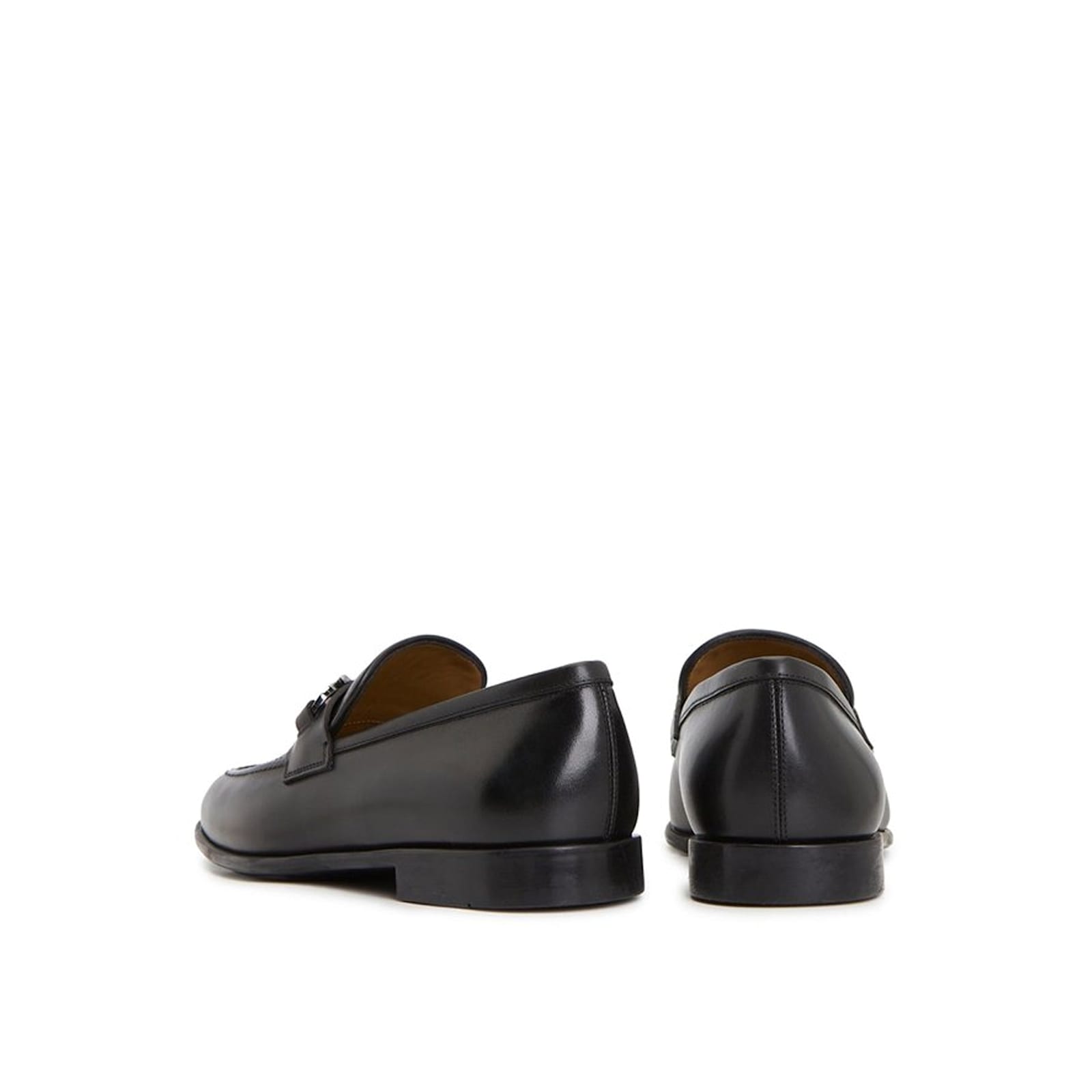 Ferragamo Foster Gancini Loafers In Hammered Leather In Black