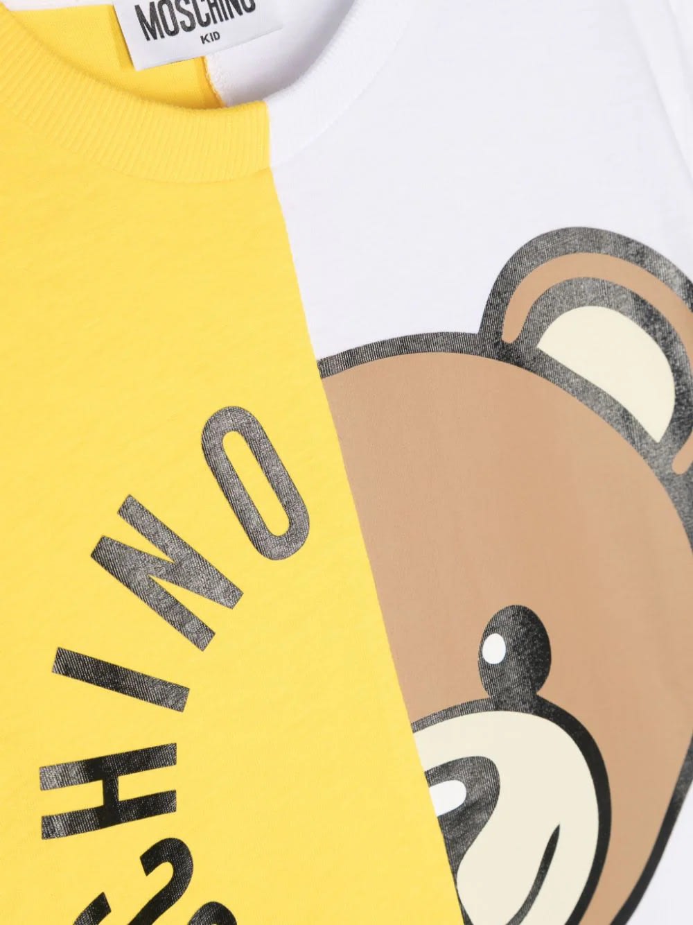 Shop Moschino White And Yellow T-shirt With  Teddy Bear Circular Print