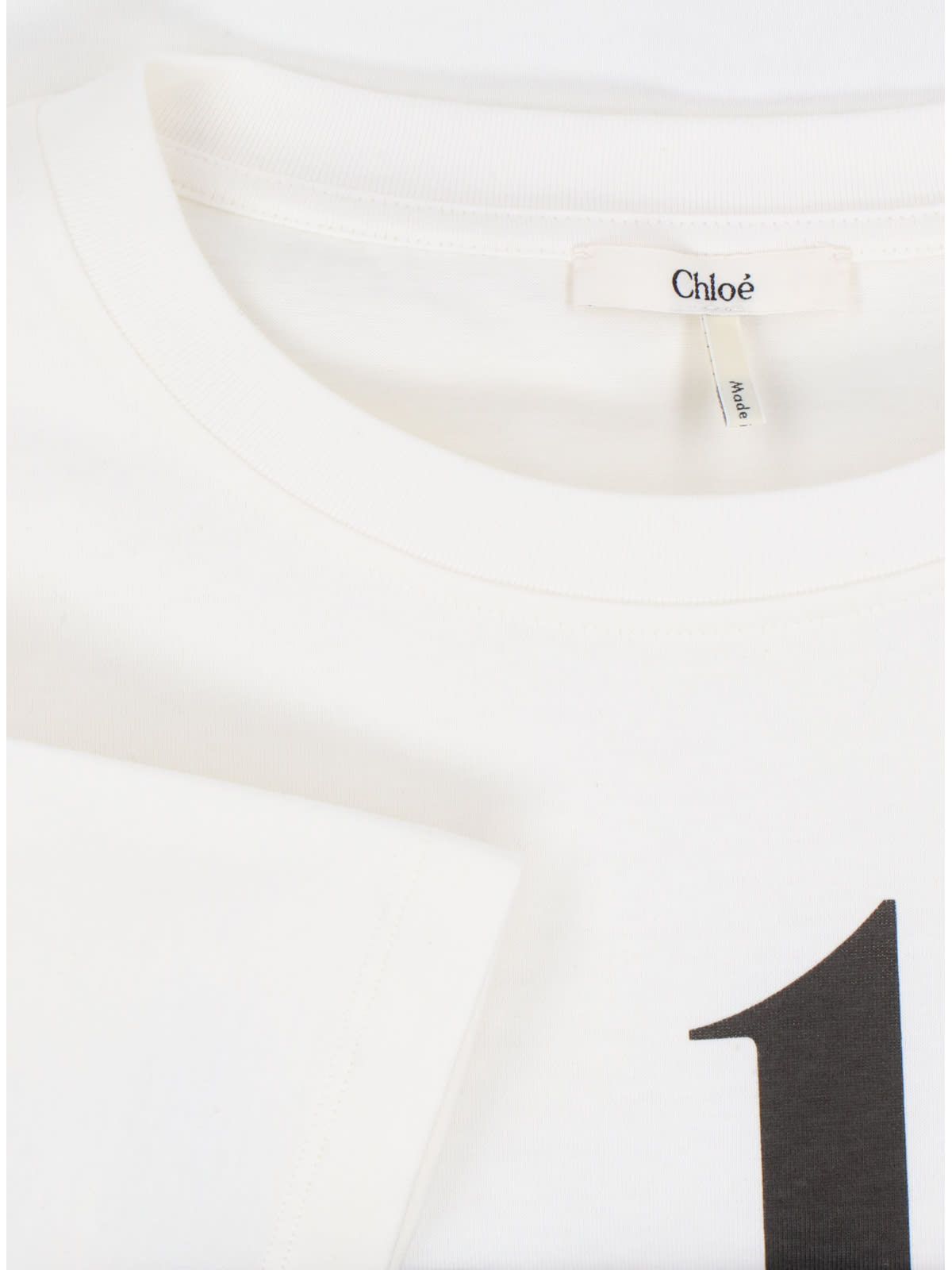 Chloé Cropped Boxy Logo T-shirt In Cotton Jersey In White