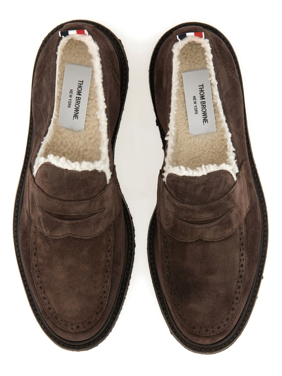 Shop Thom Browne Moccasin Penny In Brown