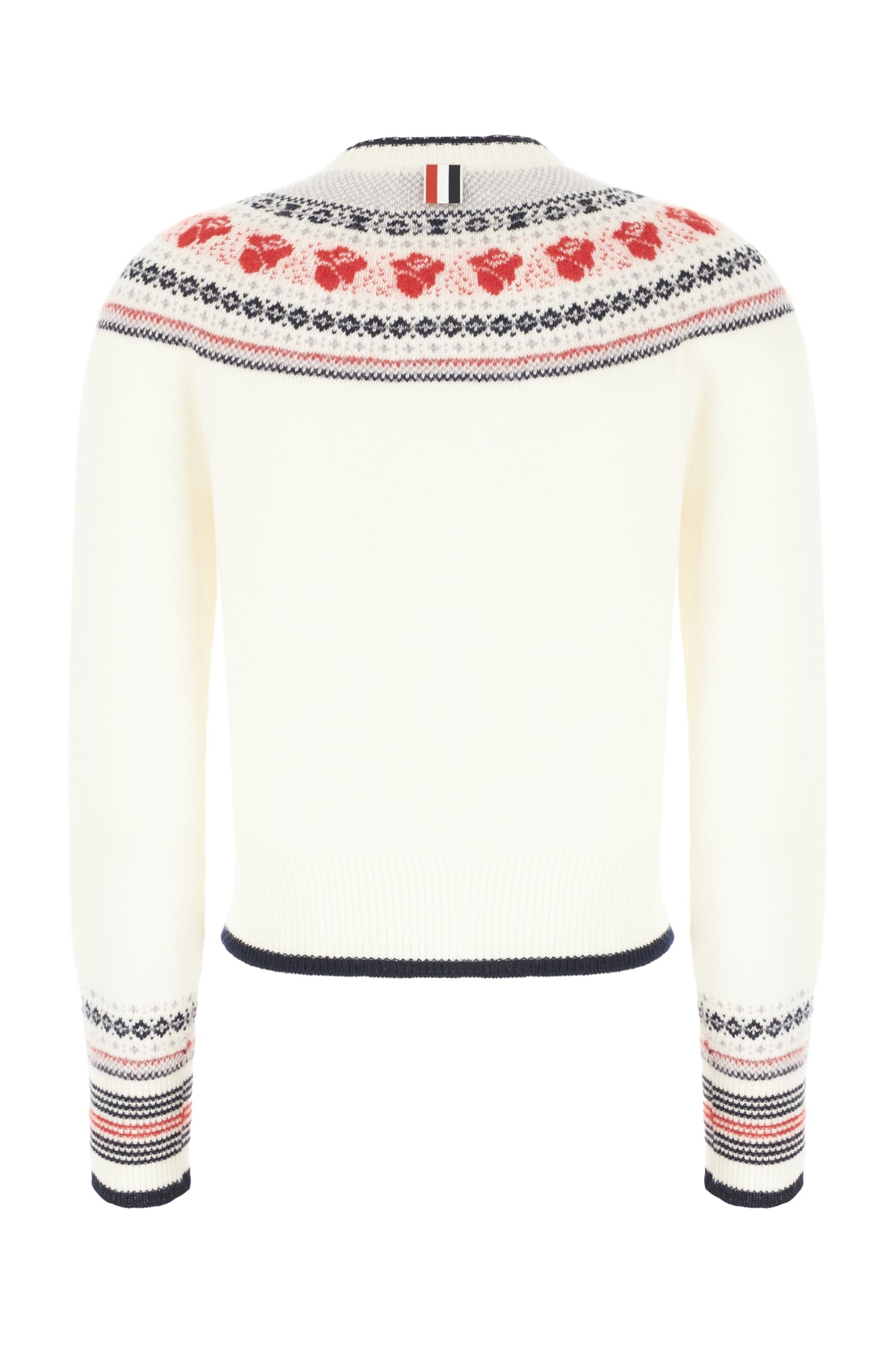 Shop Thom Browne Embroidered Wool Blend Sweater In White