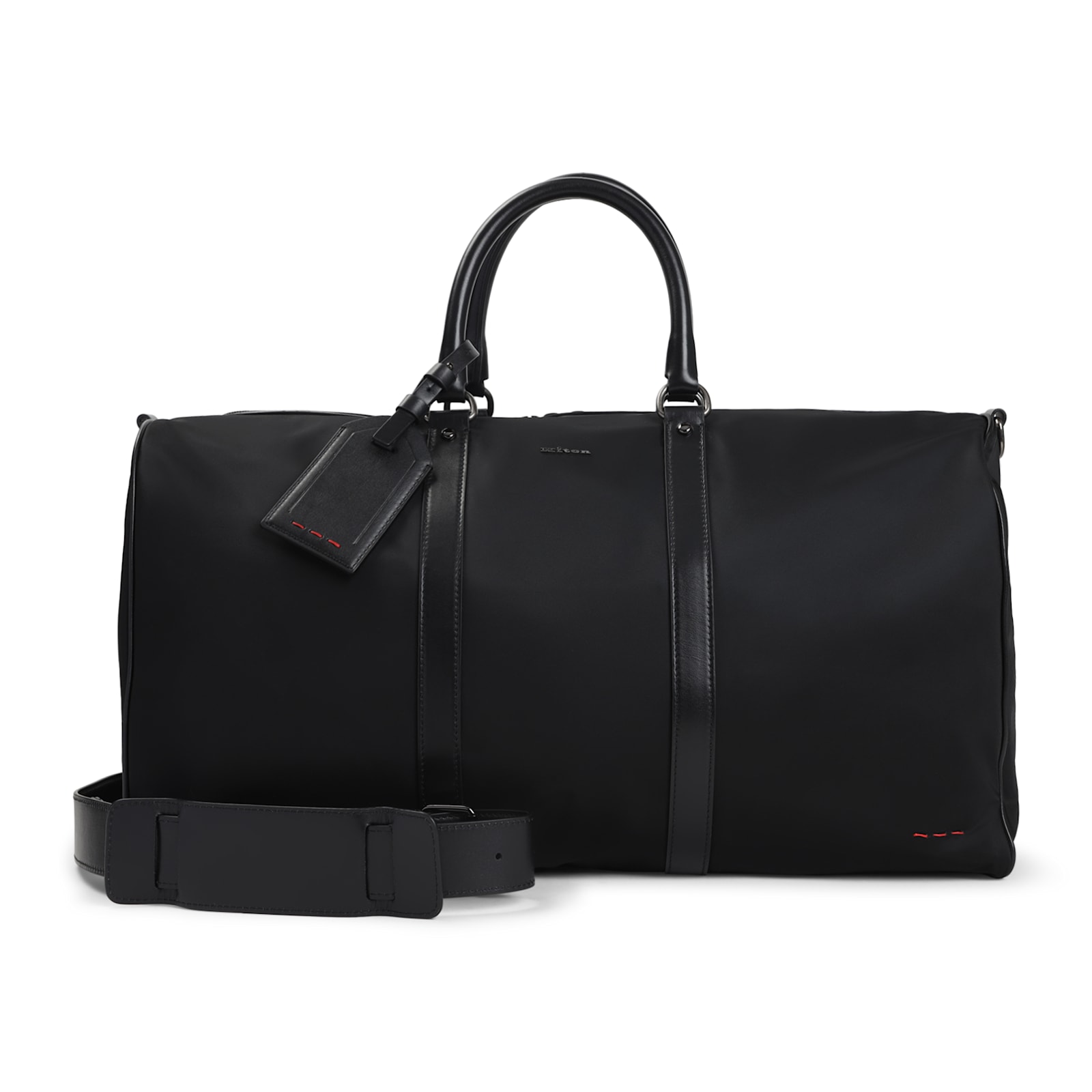 Kiton Nylon Duffle Bag With Leather Inserts In Black