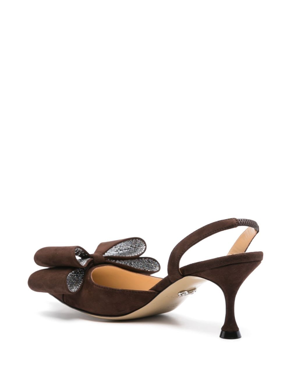 Shop Mach &amp; Mach Le Cadeau Kitten Heel Slingback In Dark Brown