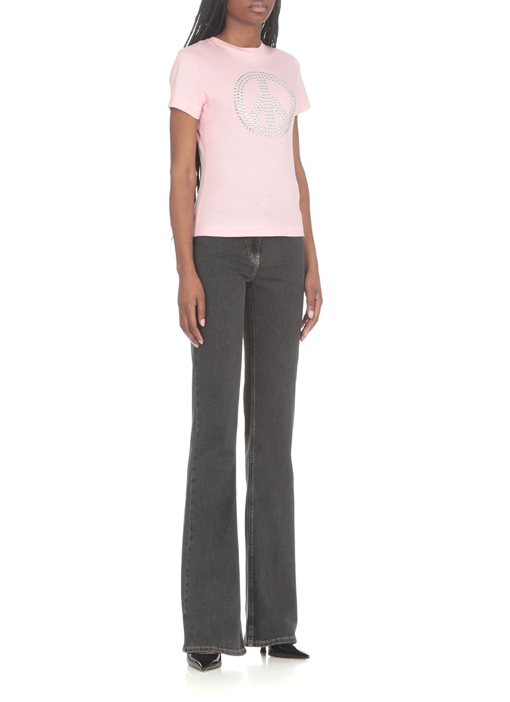 Shop M05ch1n0 Jeans Jeans Peace Sign-motif Crewneck T-shirt In Pink