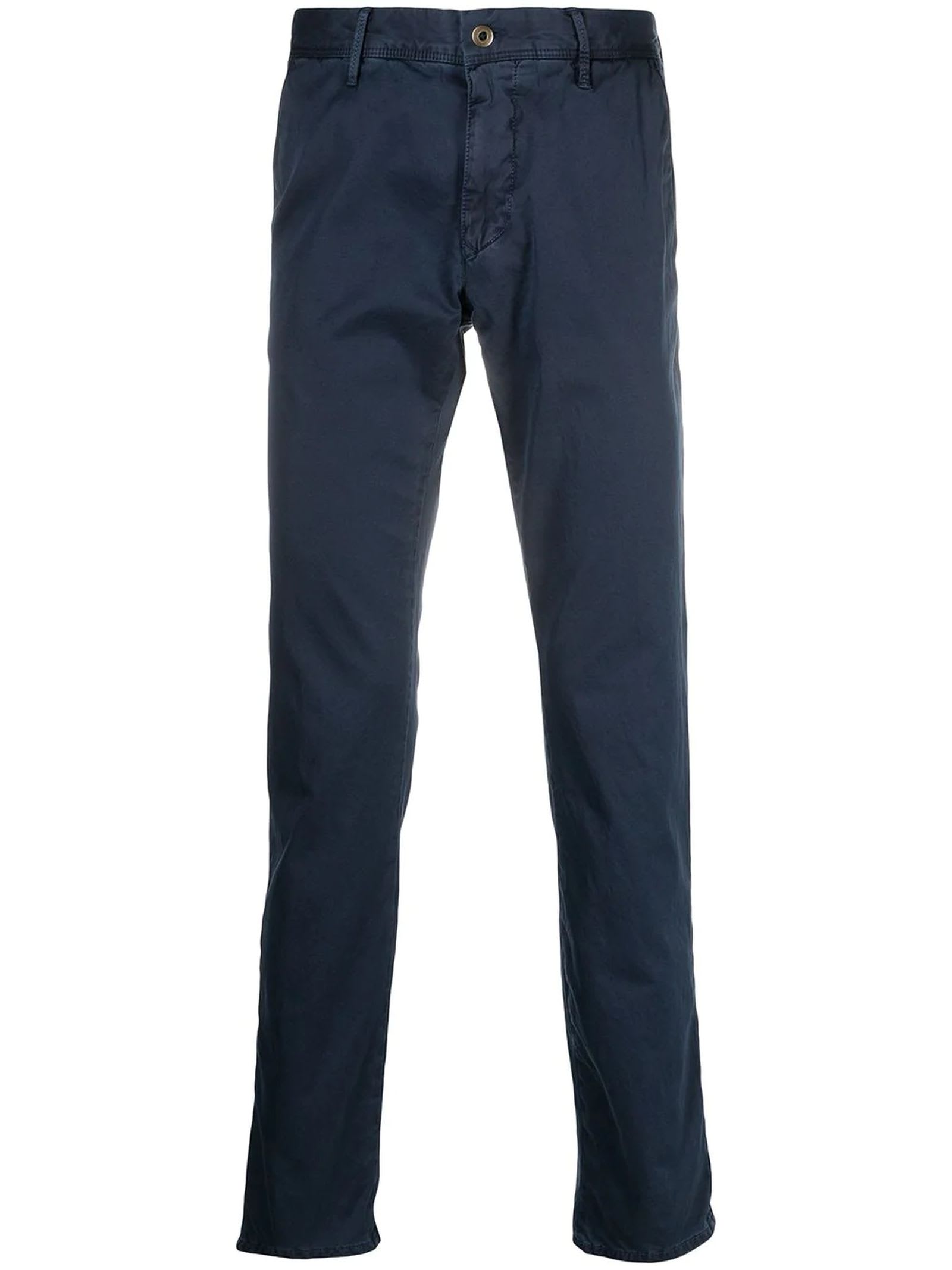 Blue Stretch Cotton Chino Trousers Incotex Red