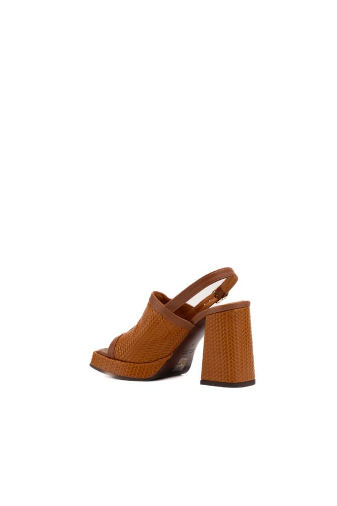 Shop Chie Mihara Zimi Sandals In Woven Effect Leather In Cognac