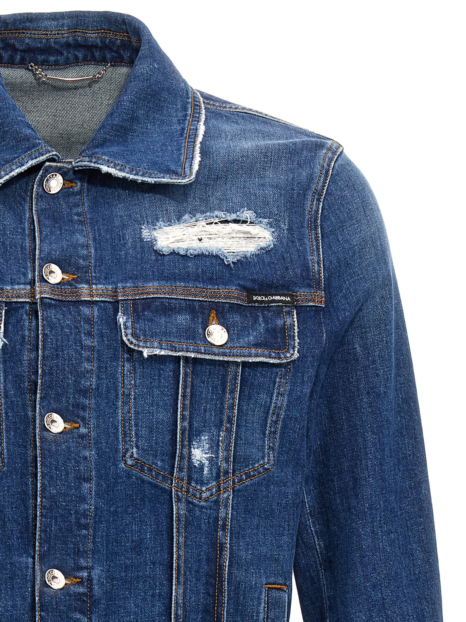 Shop Dolce & Gabbana Denim Jacket With Used Effect In Blue