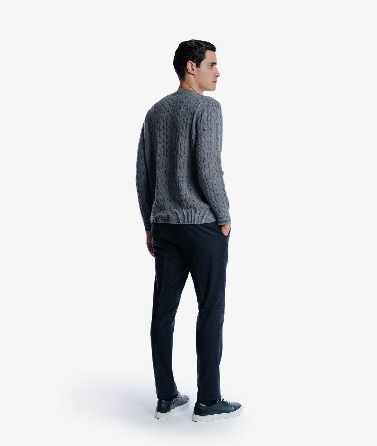 Shop Larusmiani Cable Knit Sweater Col Du Pillon Sweater In Lightgray