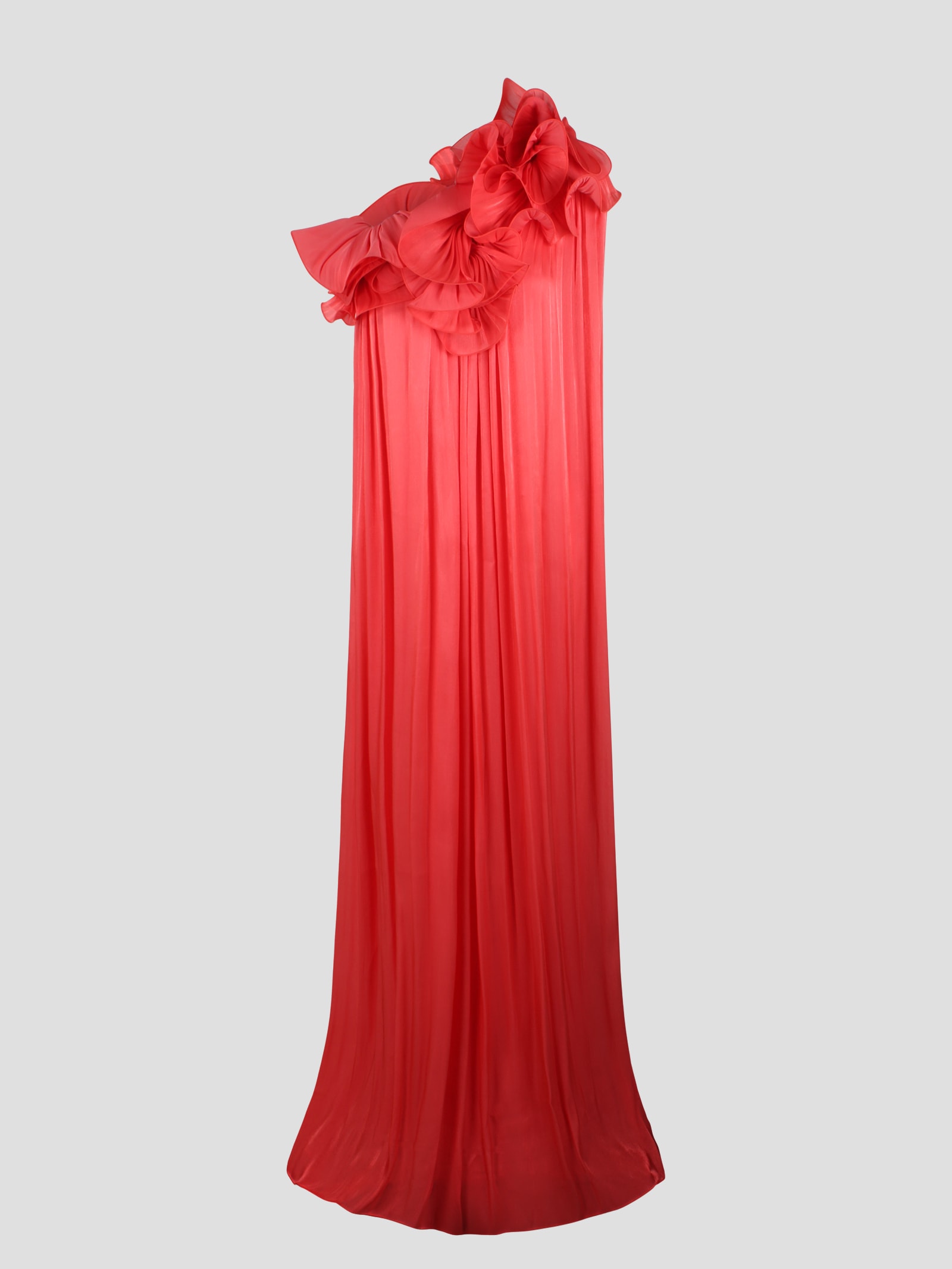 Shop Costarellos Charmain Ruffled Pleated Gown In Red