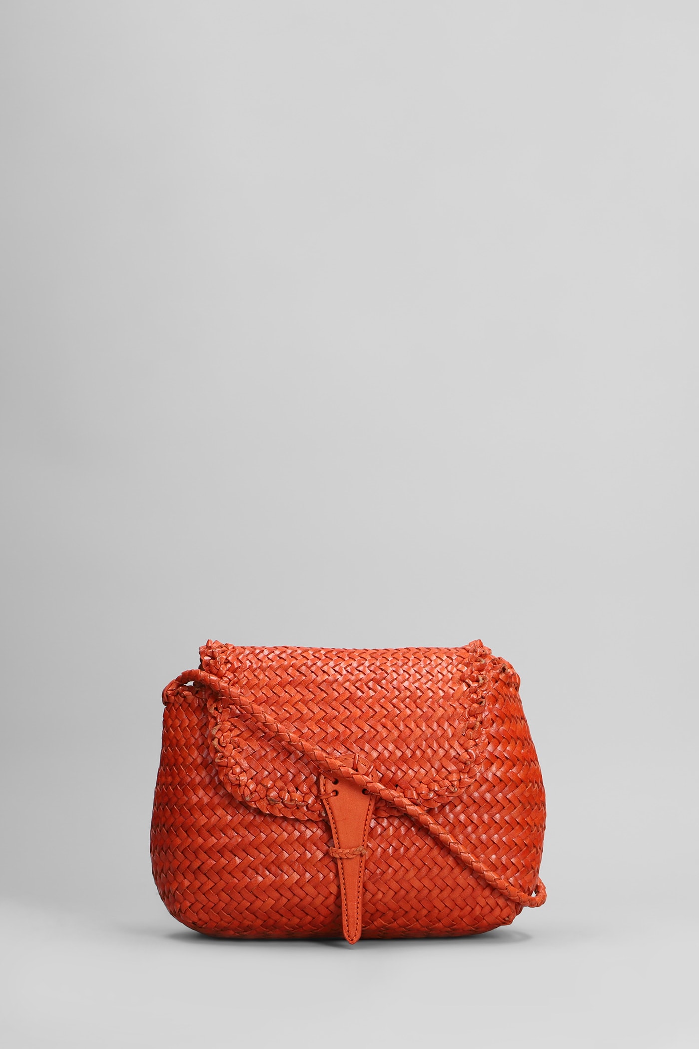 Miny City Shoulder Bag In Orange Leather