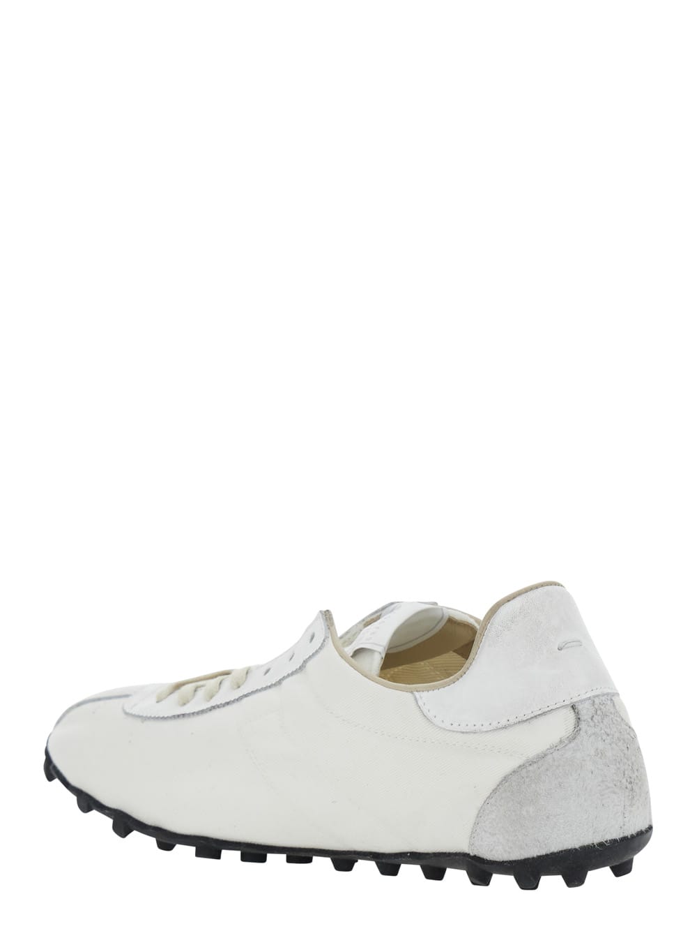 Maison Margiela White Low Top Sneakers With Logo Patch On The Tongue And Contrasting Heel In White