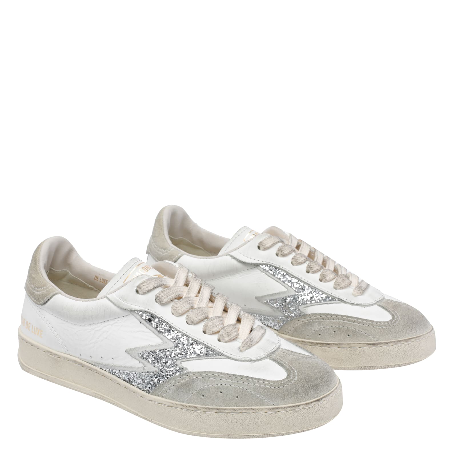 Moa Master Of Arts Silver And White Leather Sneakers In White