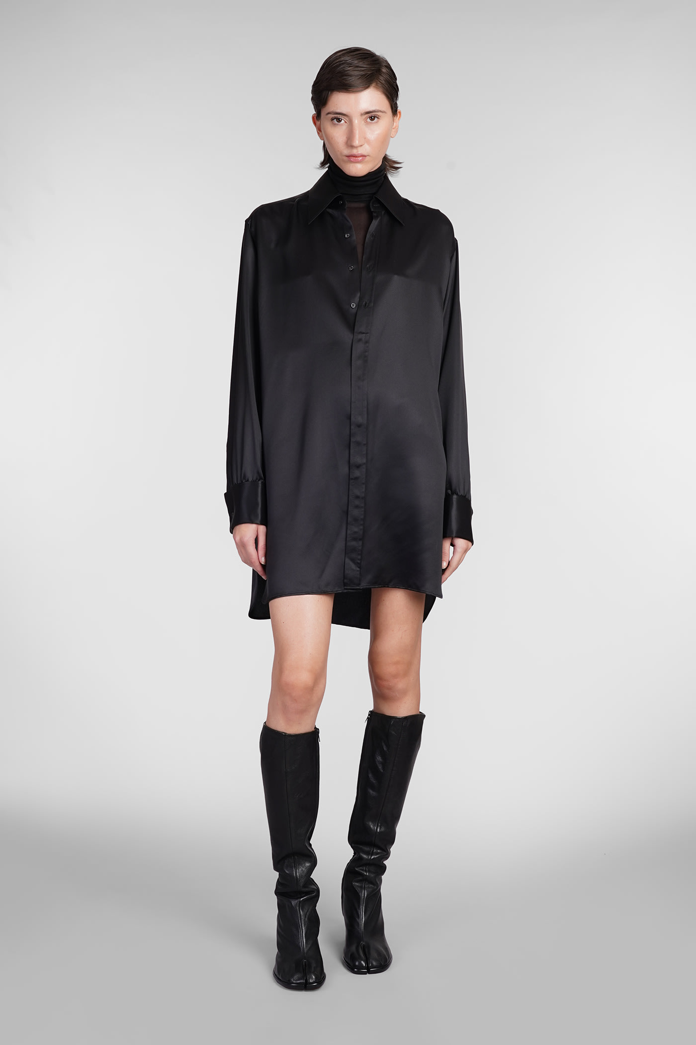 Shop Maison Margiela Dress In Black Silk