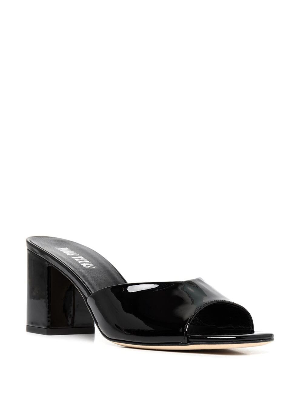 Shop Paris Texas Anja Black Mules With Block Heel In Patent Leather Woman