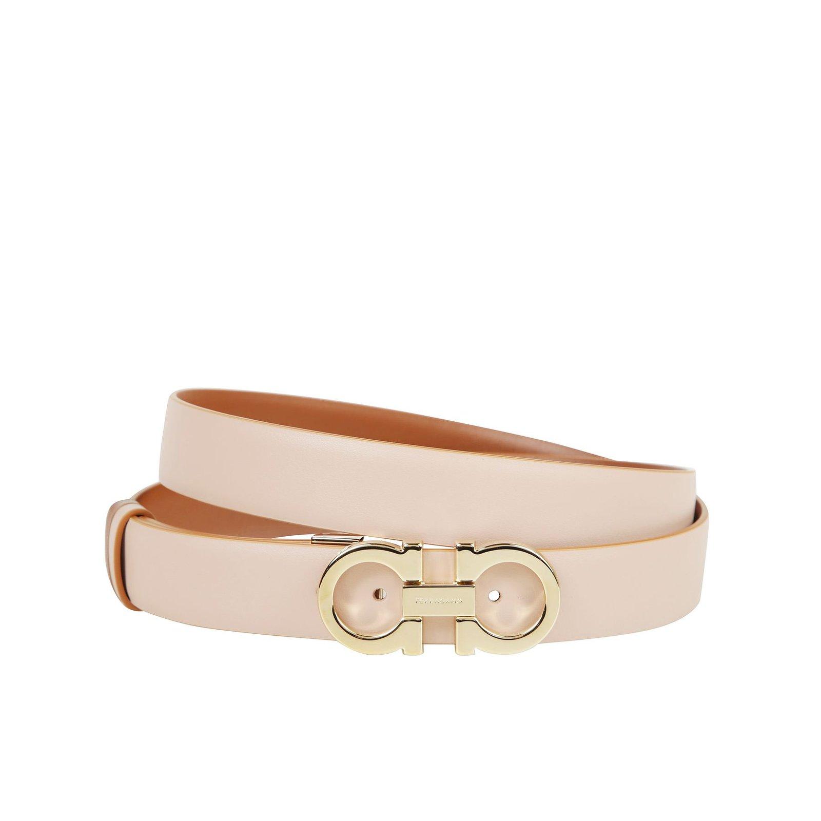 Shop Ferragamo Gancini Buckle Reversible Belt In Pink