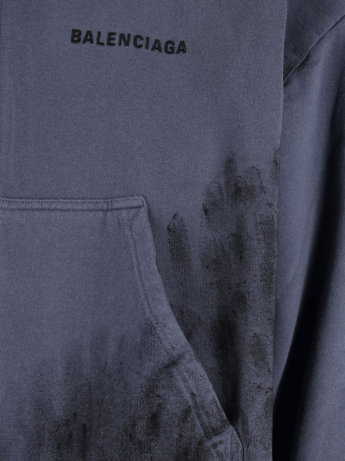 Balenciaga Hooded Sweatshirt Featuring Front Pockets In Blue