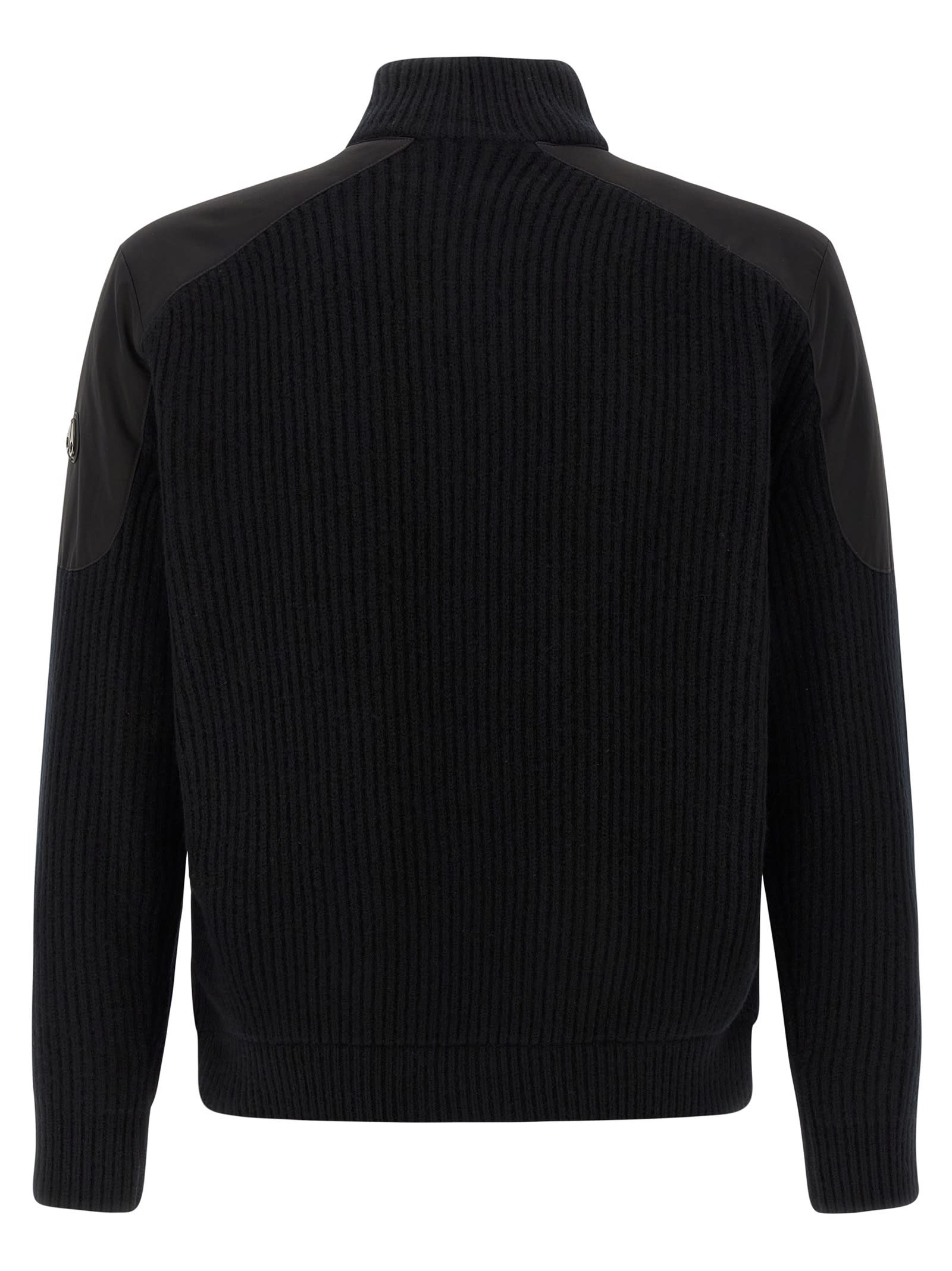 Moose Knuckles Magnus Knit Hybrid Bomber Jacket In Black